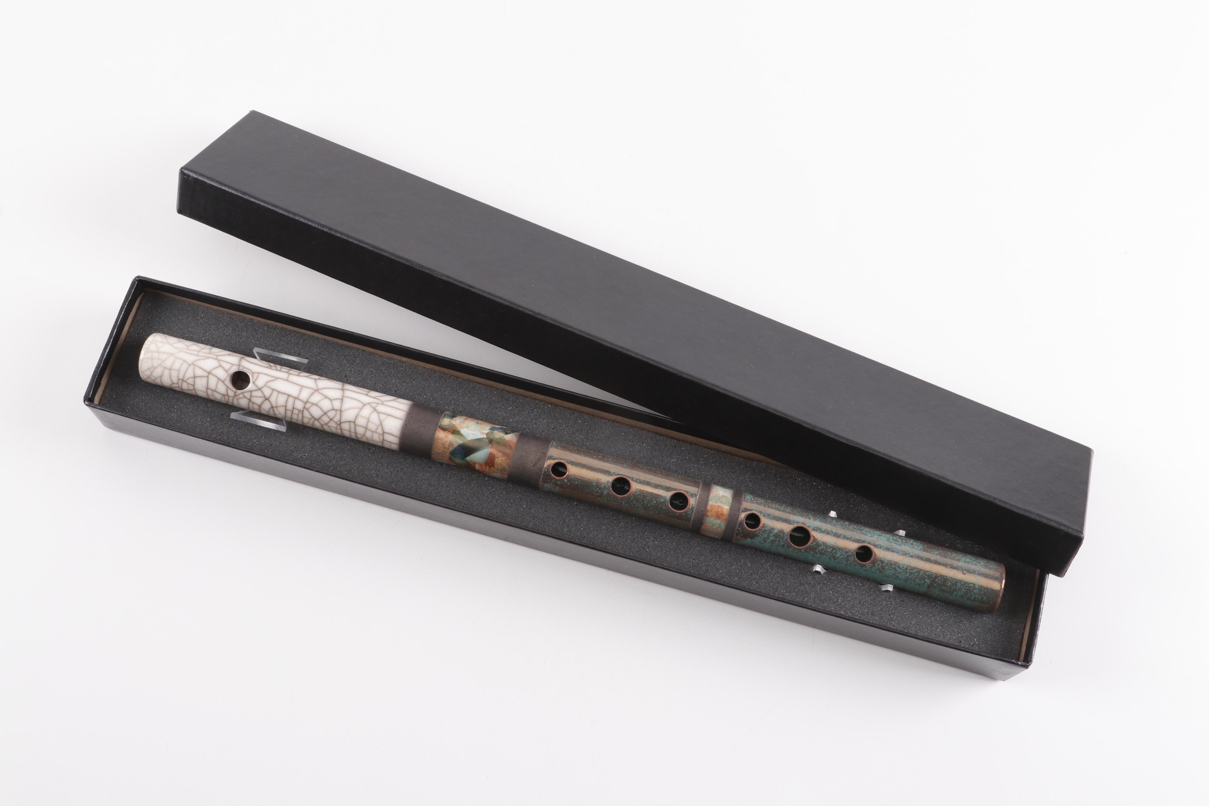 Robin L. Hodgkinson "Clay-Wood-Winds" Raku Fired Stoneware Transverse Flute