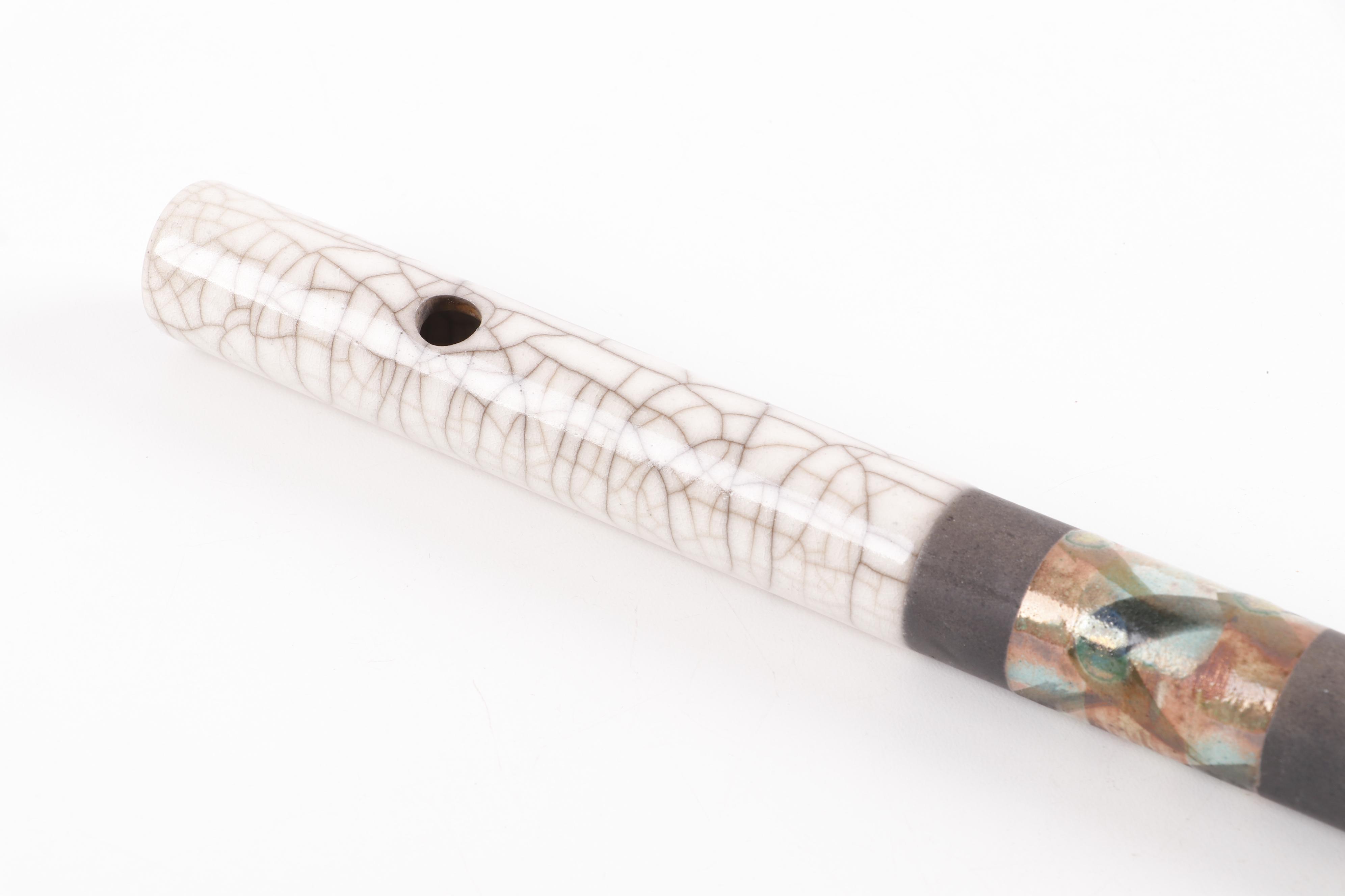 Robin L. Hodgkinson "Clay-Wood-Winds" Raku Fired Stoneware Transverse Flute