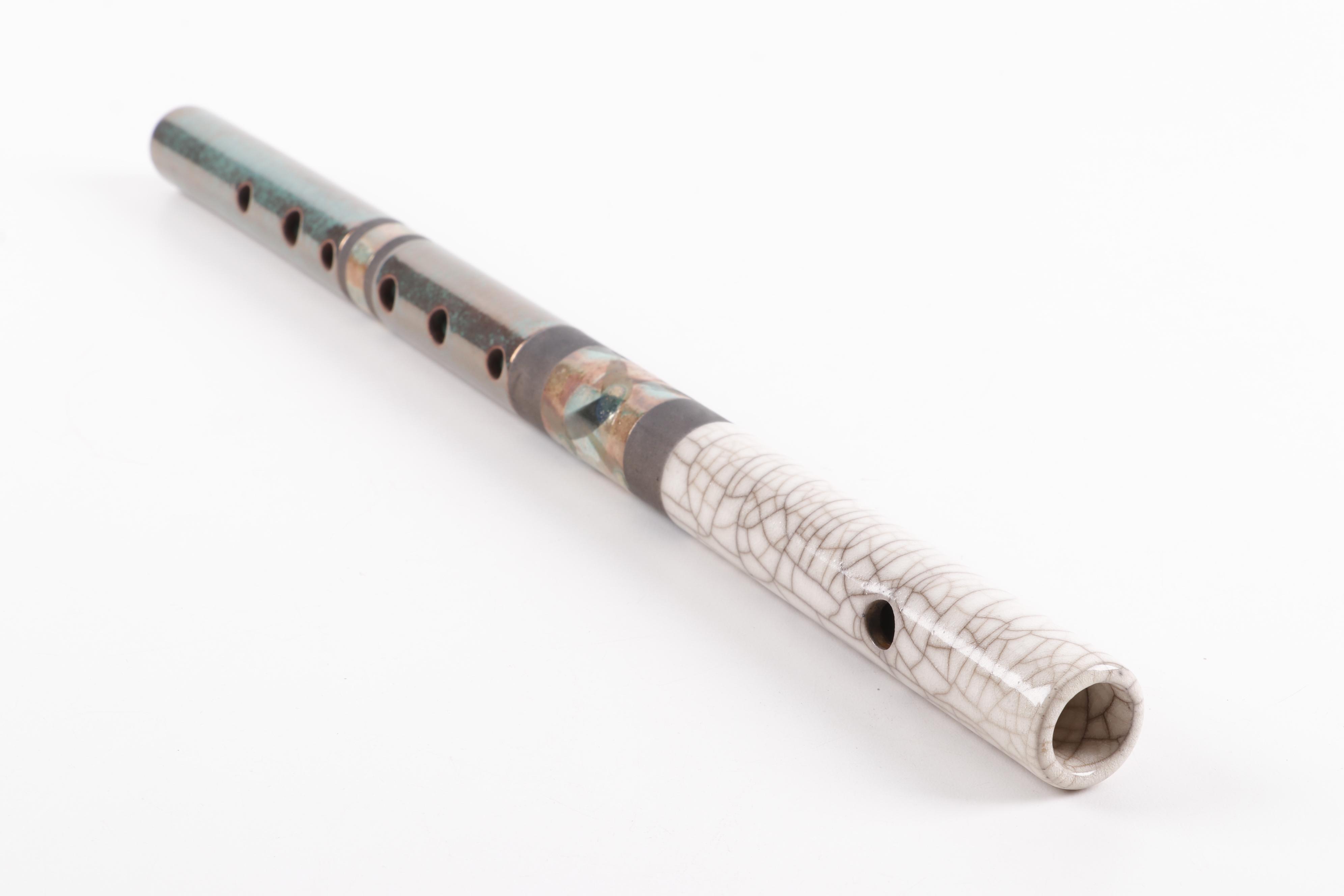 Robin L. Hodgkinson "Clay-Wood-Winds" Raku Fired Stoneware Transverse Flute