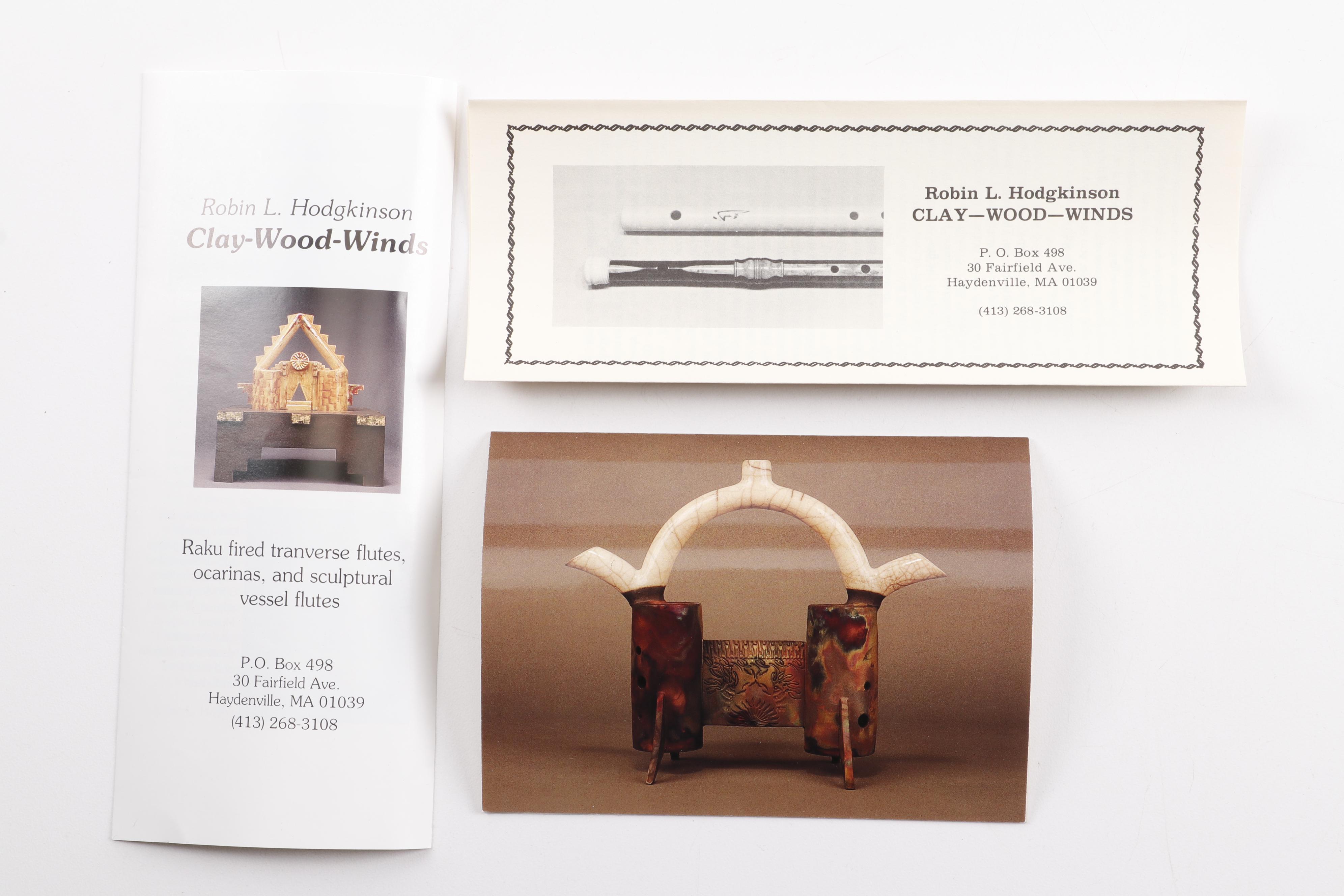 Robin L. Hodgkinson "Clay-Wood-Winds" Raku Fired Stoneware Transverse Flute