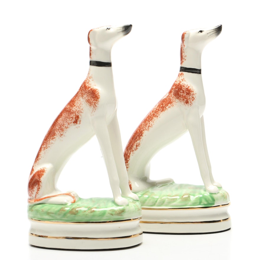 Staffordshire Style Porcelain Greyhound Figurines