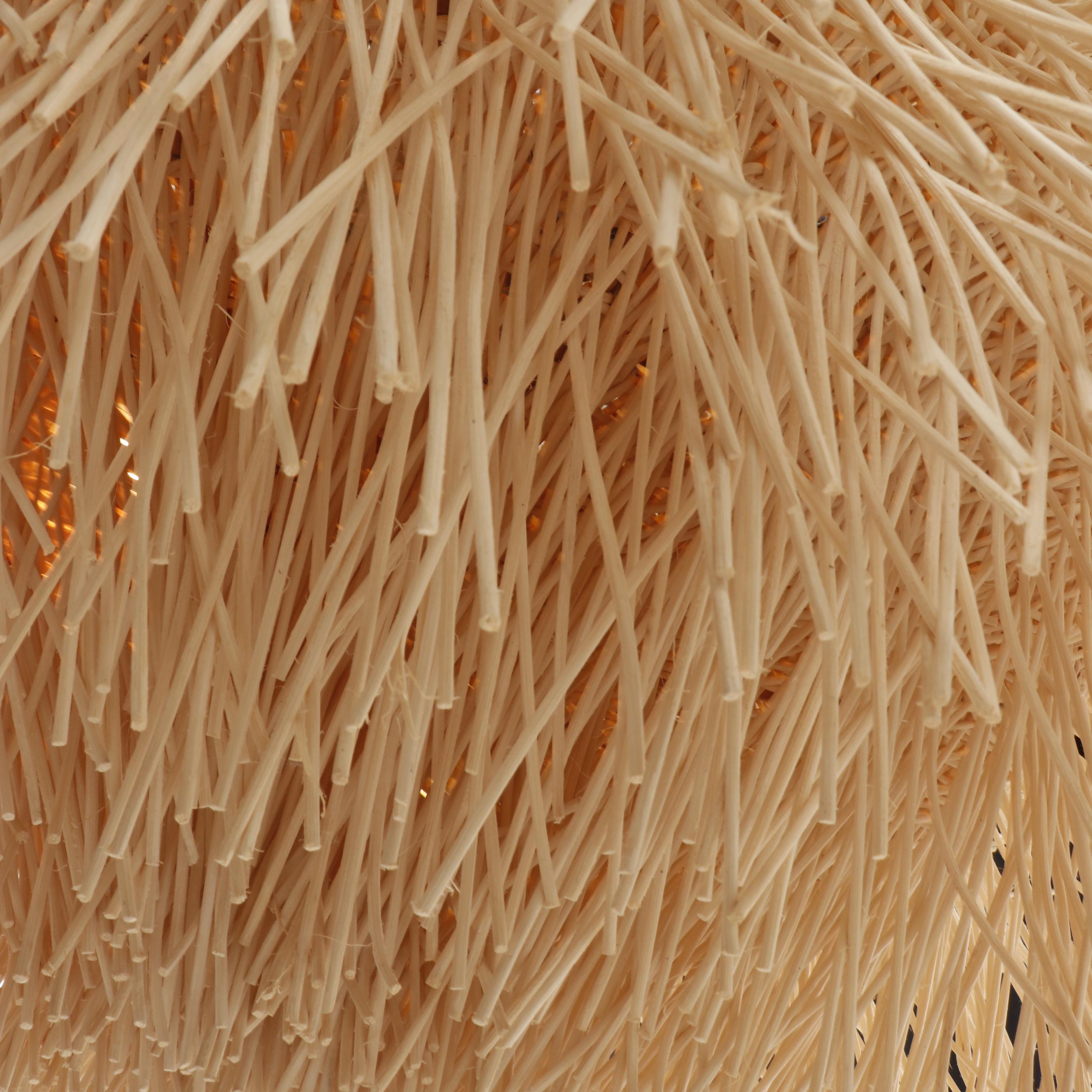 Woven Wood Sea Urchin Style Light Fixture Attributed to Coup Studio