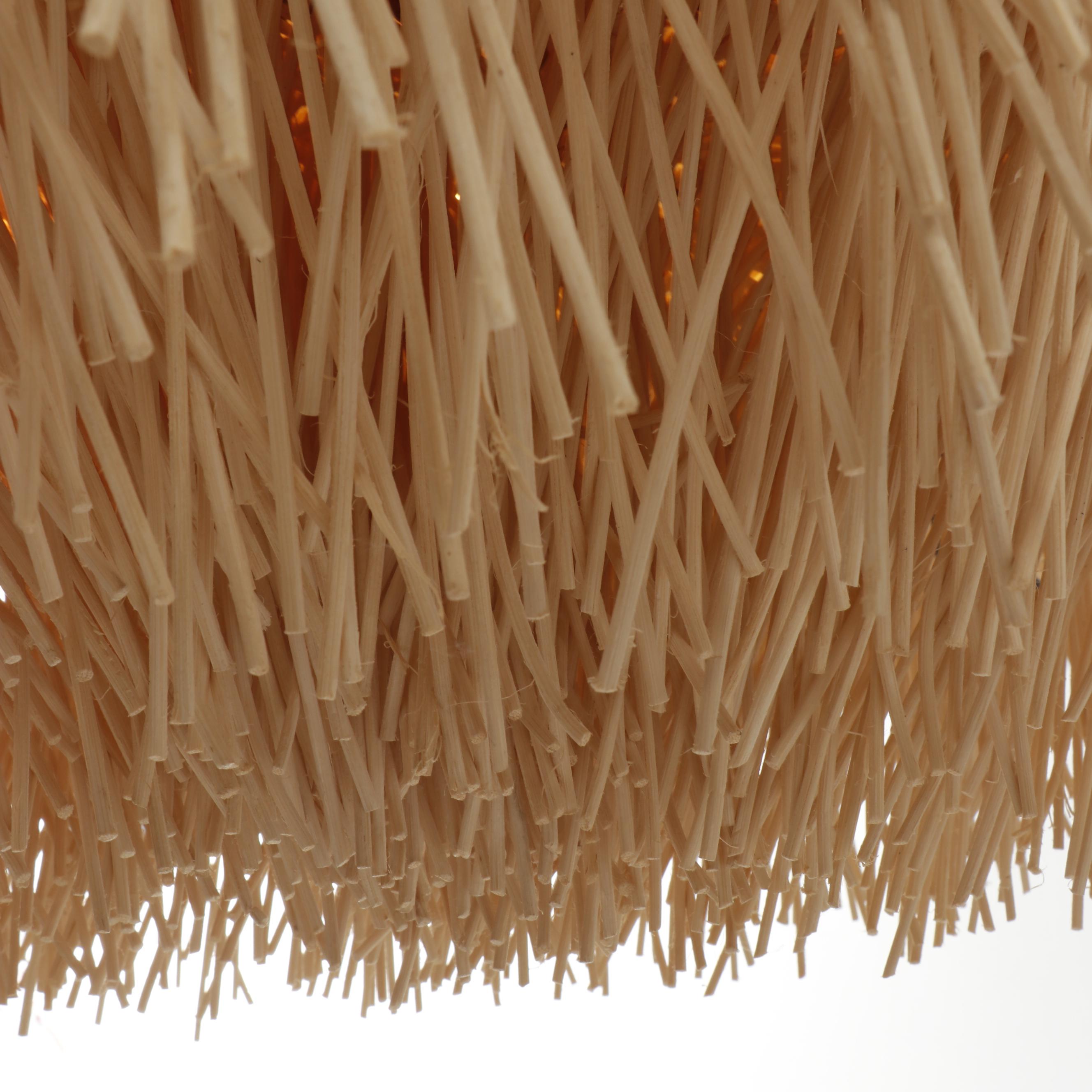 Woven Wood Sea Urchin Style Light Fixture Attributed to Coup Studio