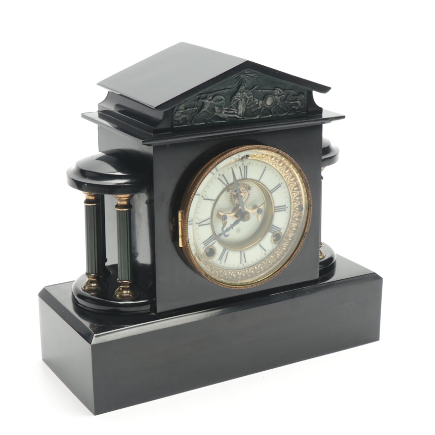 Ansonia Clock Co. "Ormonde" Enameled Cast Iron Mantel Clock, circa 1914