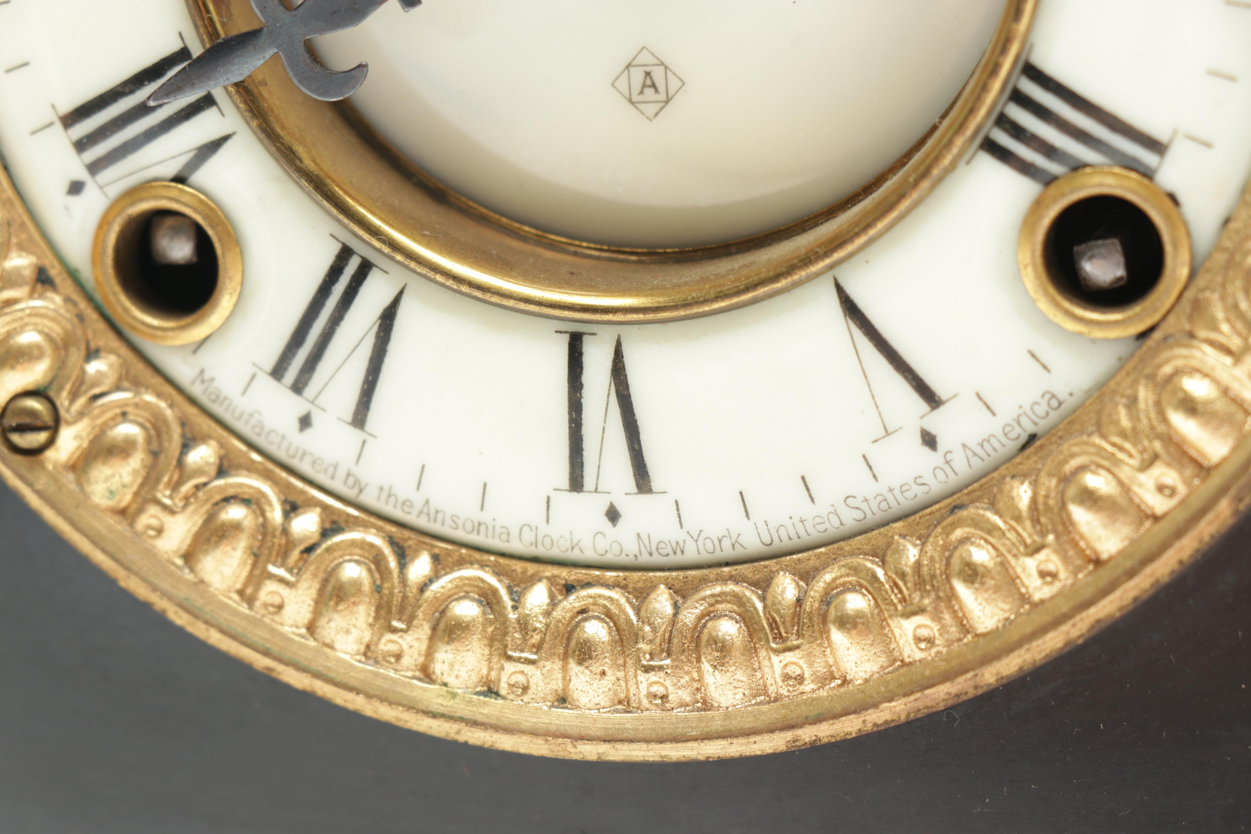 Ansonia Clock Co. "Ormonde" Enameled Cast Iron Mantel Clock, circa 1914