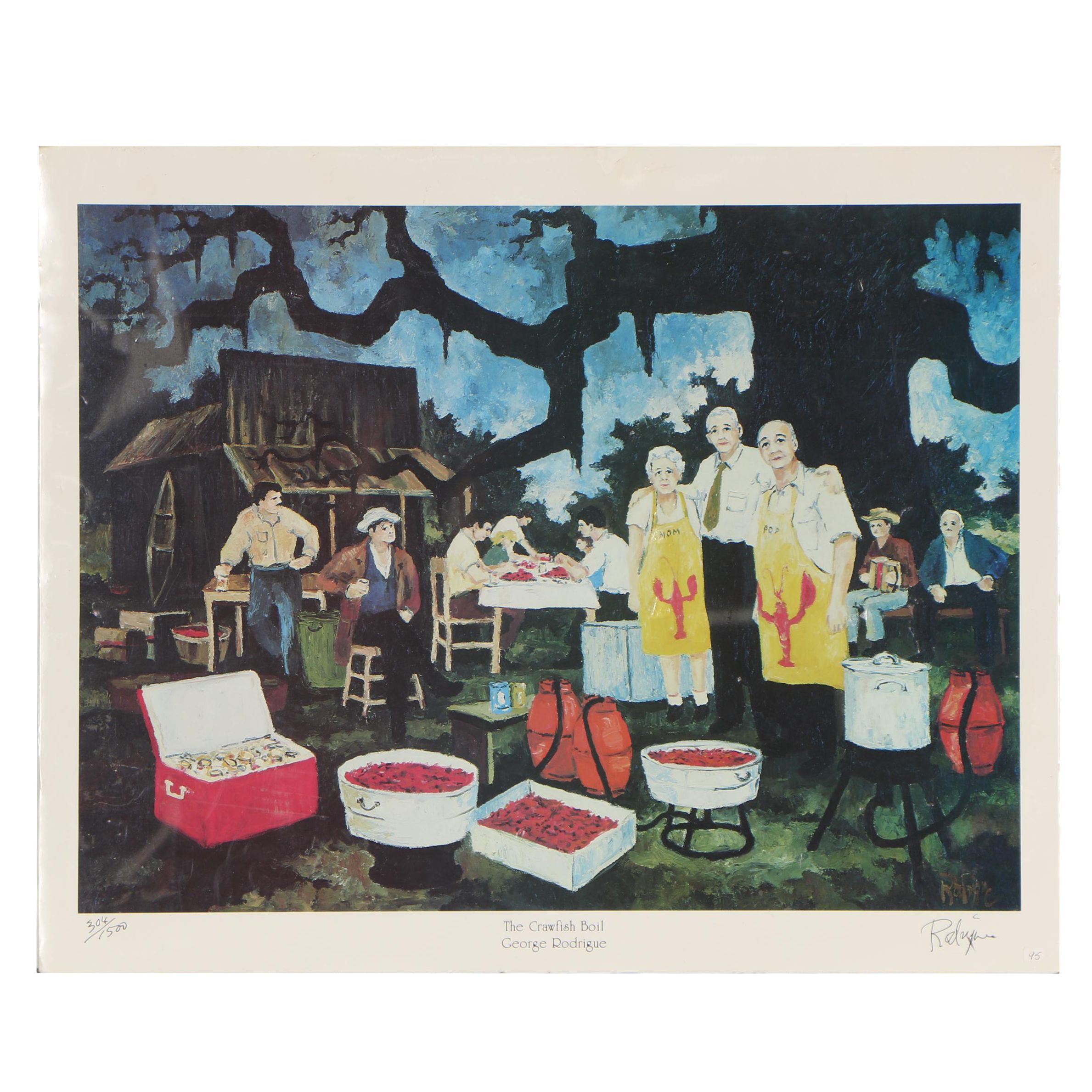 George Rodrigue Offset Lithograph "The Crawfish Boil"