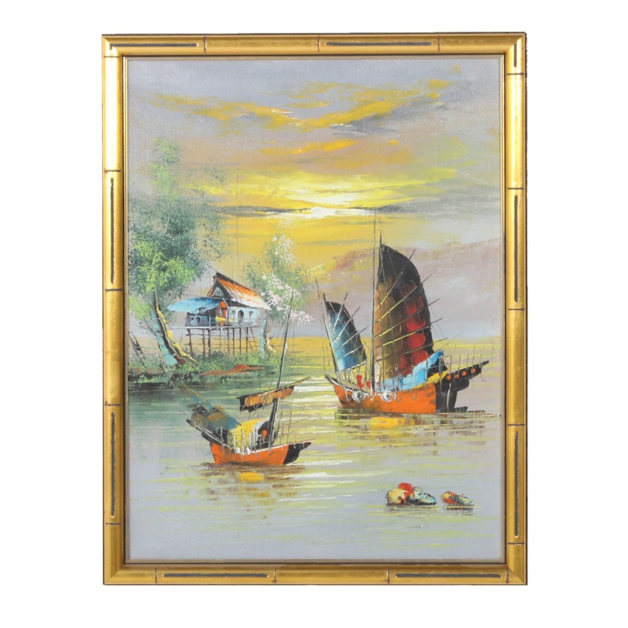 Late 20th Century Chinese Style Oil Painting