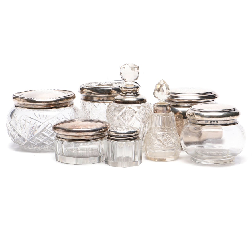 Theodore B. Starr Sterling Silver Puff Jar and Vanity Group, Early 20th Century