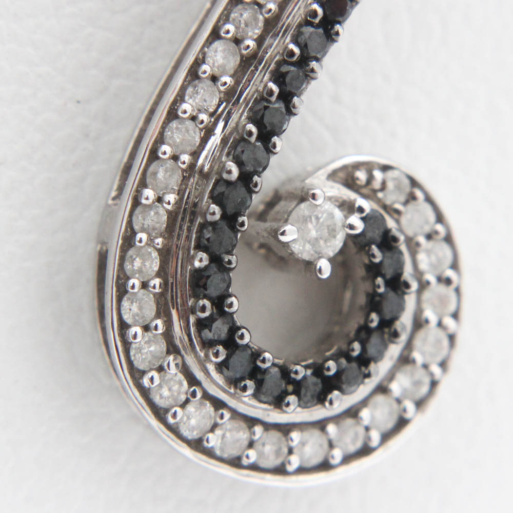 10K White Gold Diamond and Irradiated Black Diamond Pendant Necklace