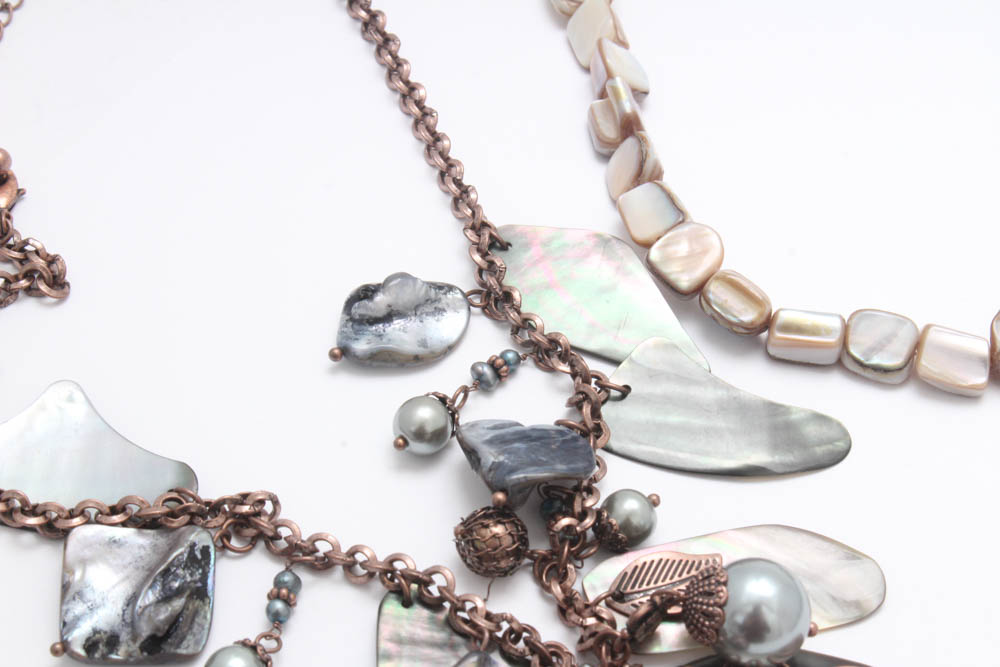 Lia Sophia and Premier Designs Mother of Pearl and Shell Necklaces