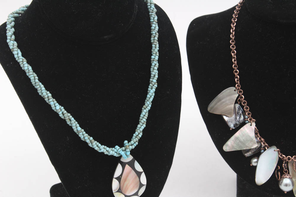 Lia Sophia and Premier Designs Mother of Pearl and Shell Necklaces
