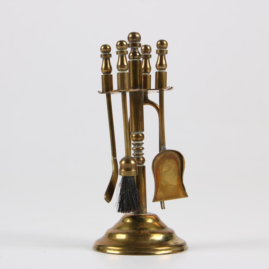Dutch Brass Miniature Fireplace Tools Set, Mid-Century