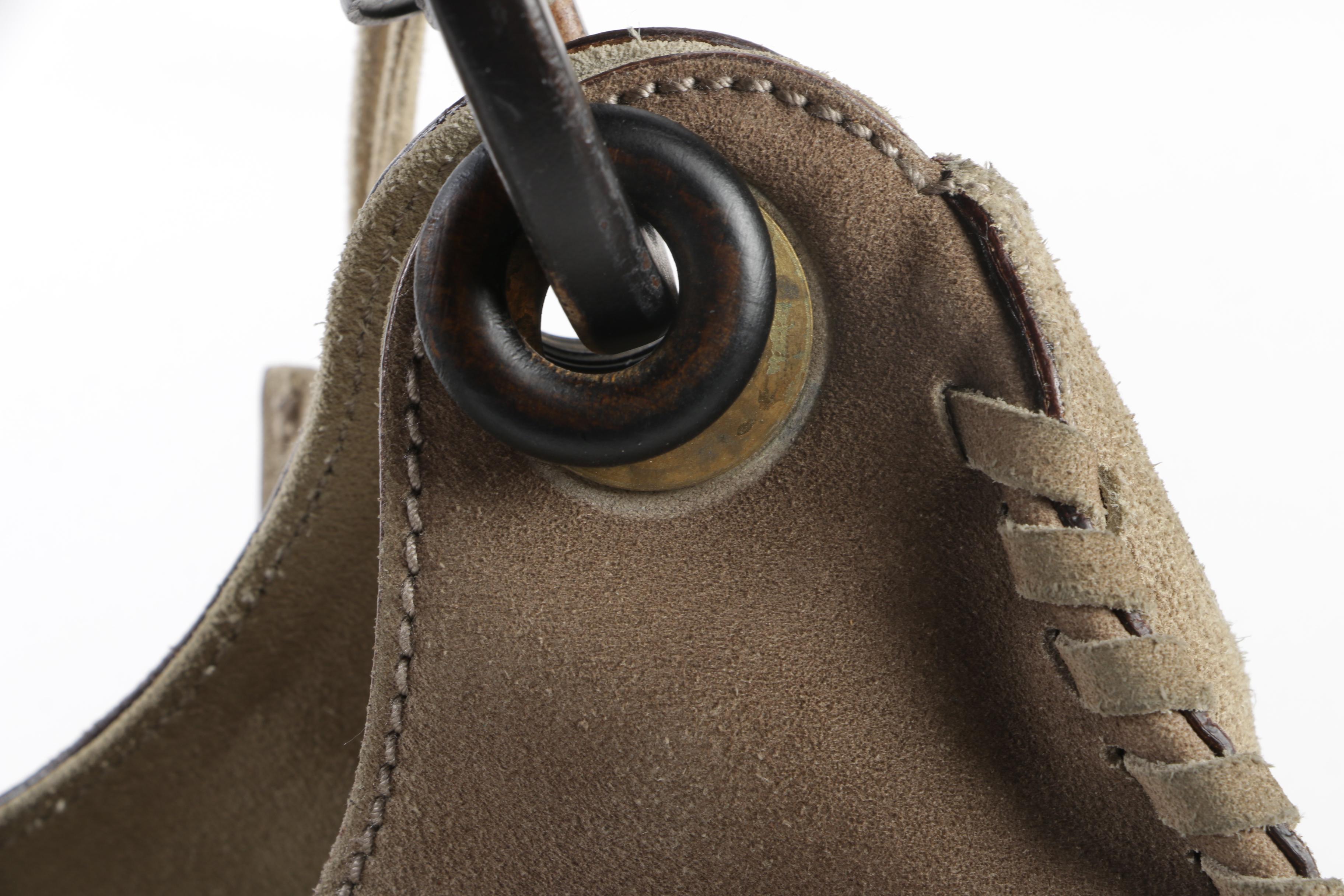 Gucci Stone Suede Whipstitched Hobo Bag with Wood Handle