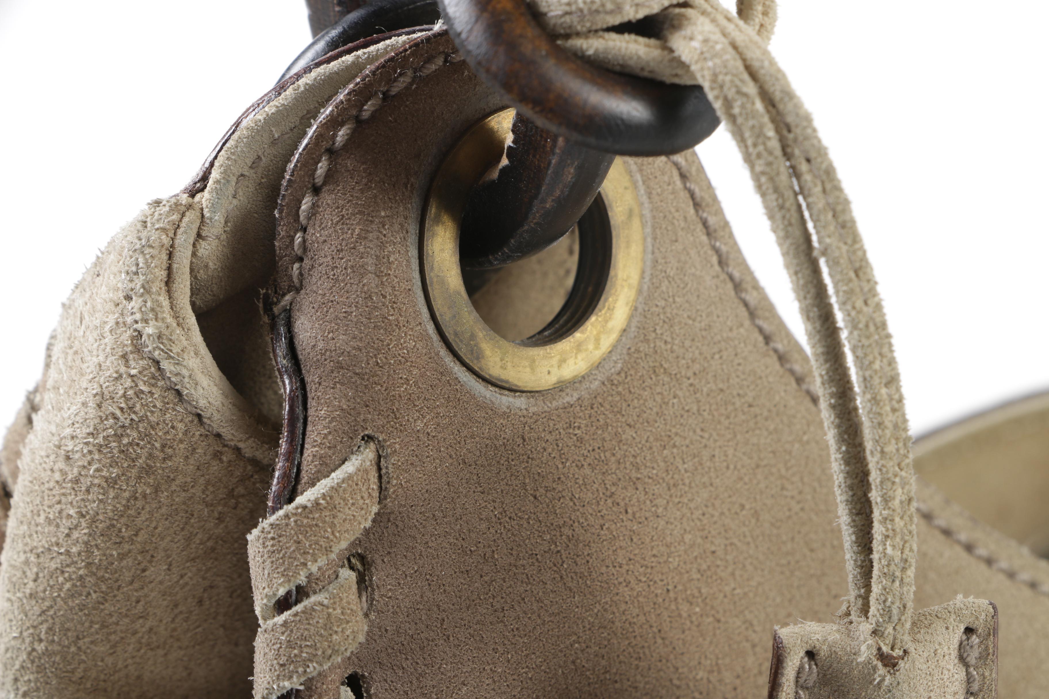 Gucci Stone Suede Whipstitched Hobo Bag with Wood Handle