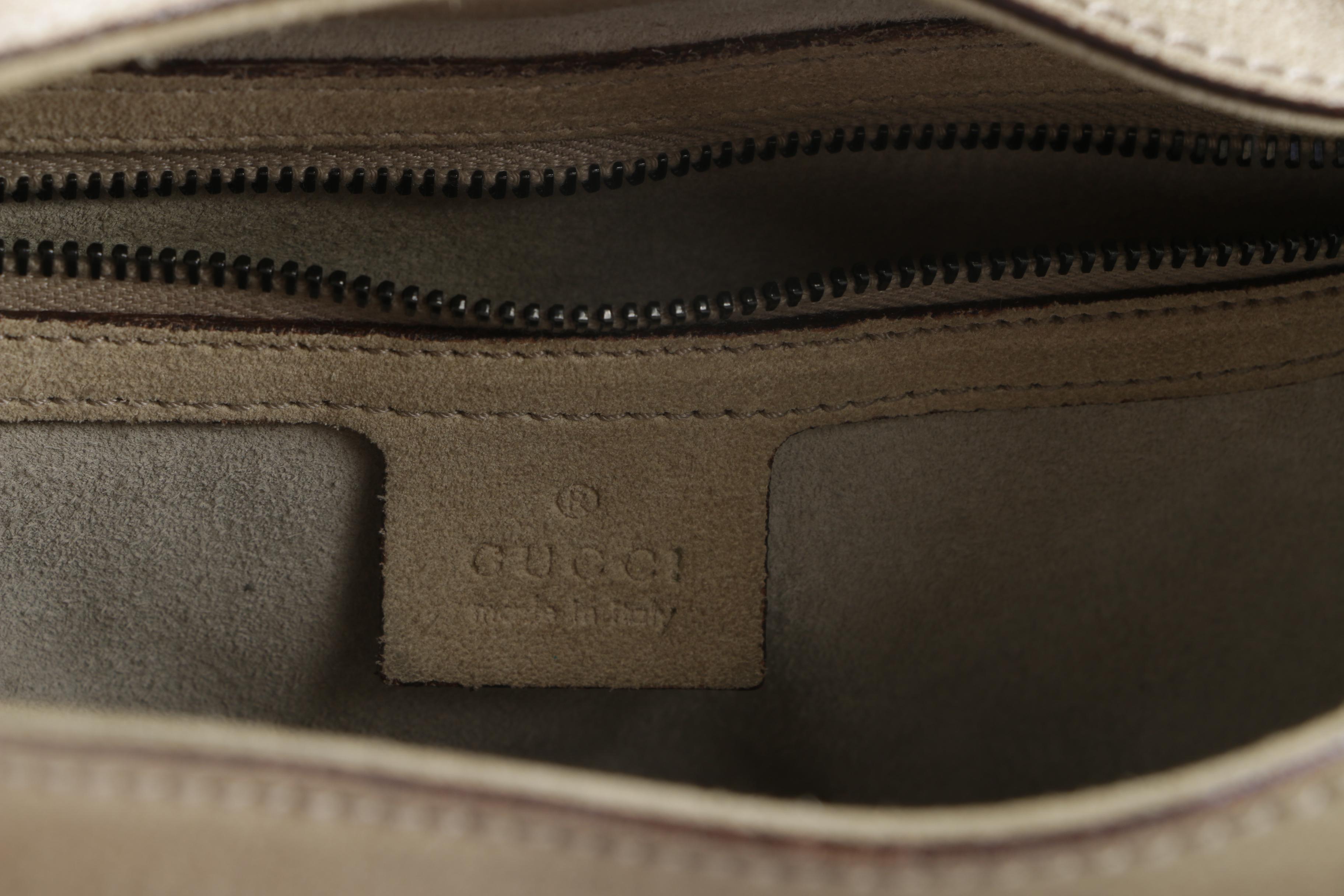 Gucci Stone Suede Whipstitched Hobo Bag with Wood Handle