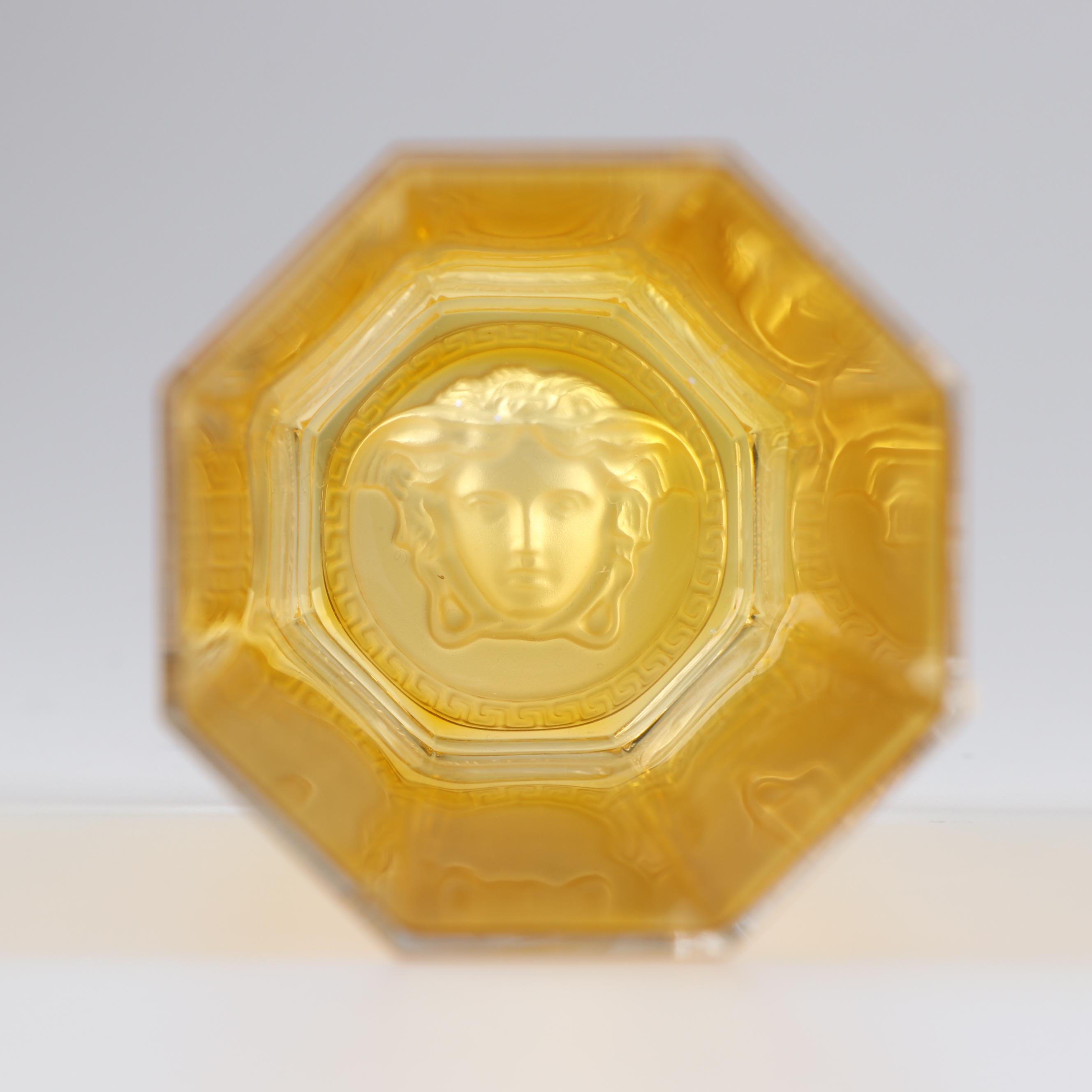 Versace Rosenthal "Medusa Lumiere Amber" Crystal Martini Glasses and a Tumbler