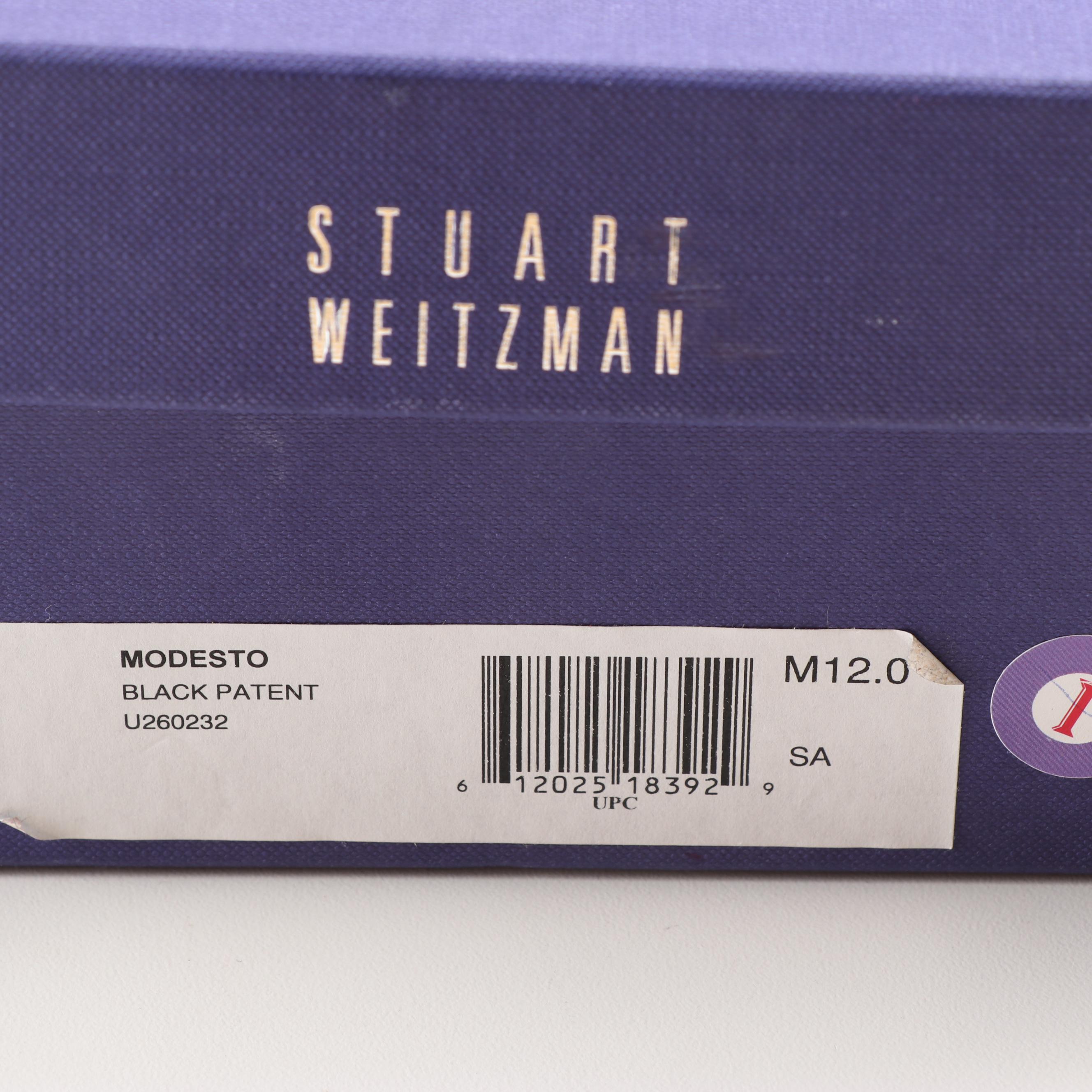 Stuart Weitzman Modesto Black Patent Leather Ankle Boots