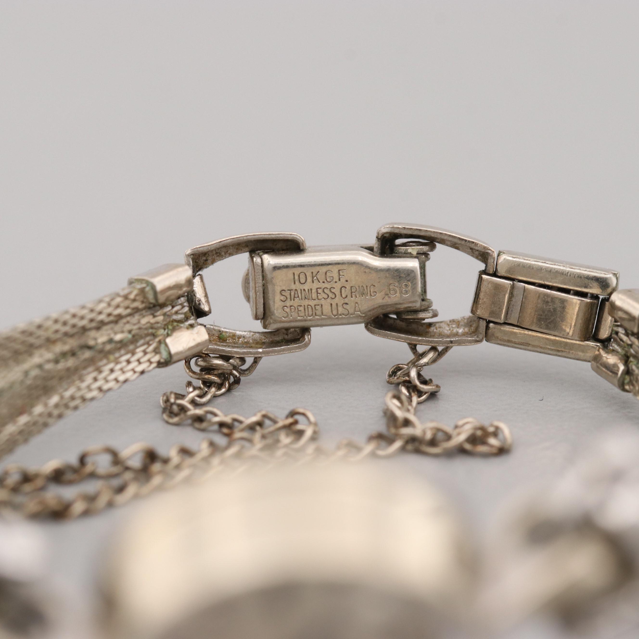 Vintage Rolex 14K White Gold Stem Wind Watch With Diamond Bracelet