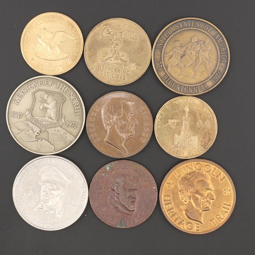 Group of Nine Vintage Commemorative Medals and Tokens