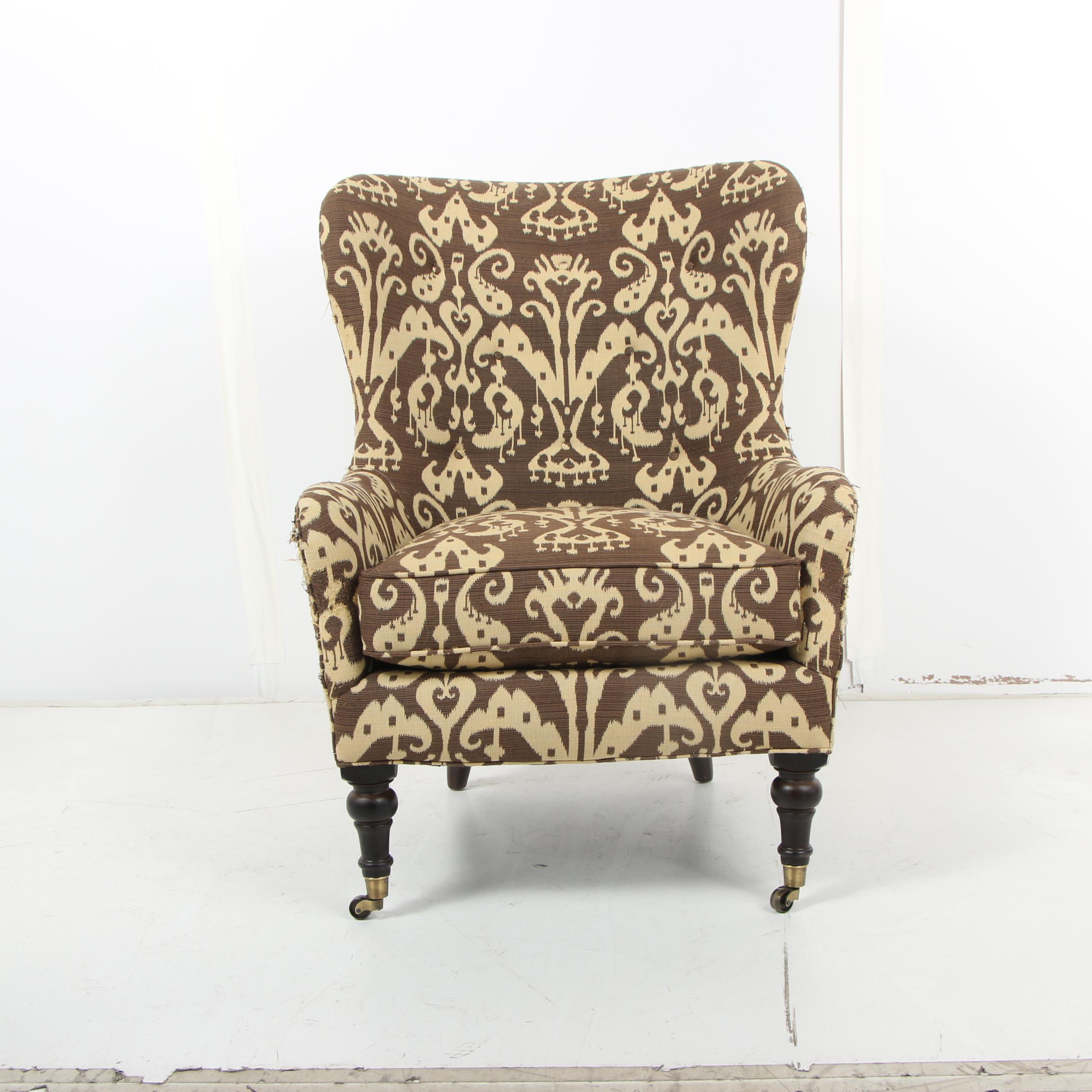 Contemporary Lee Industries Armchair with Ikat Upholstery