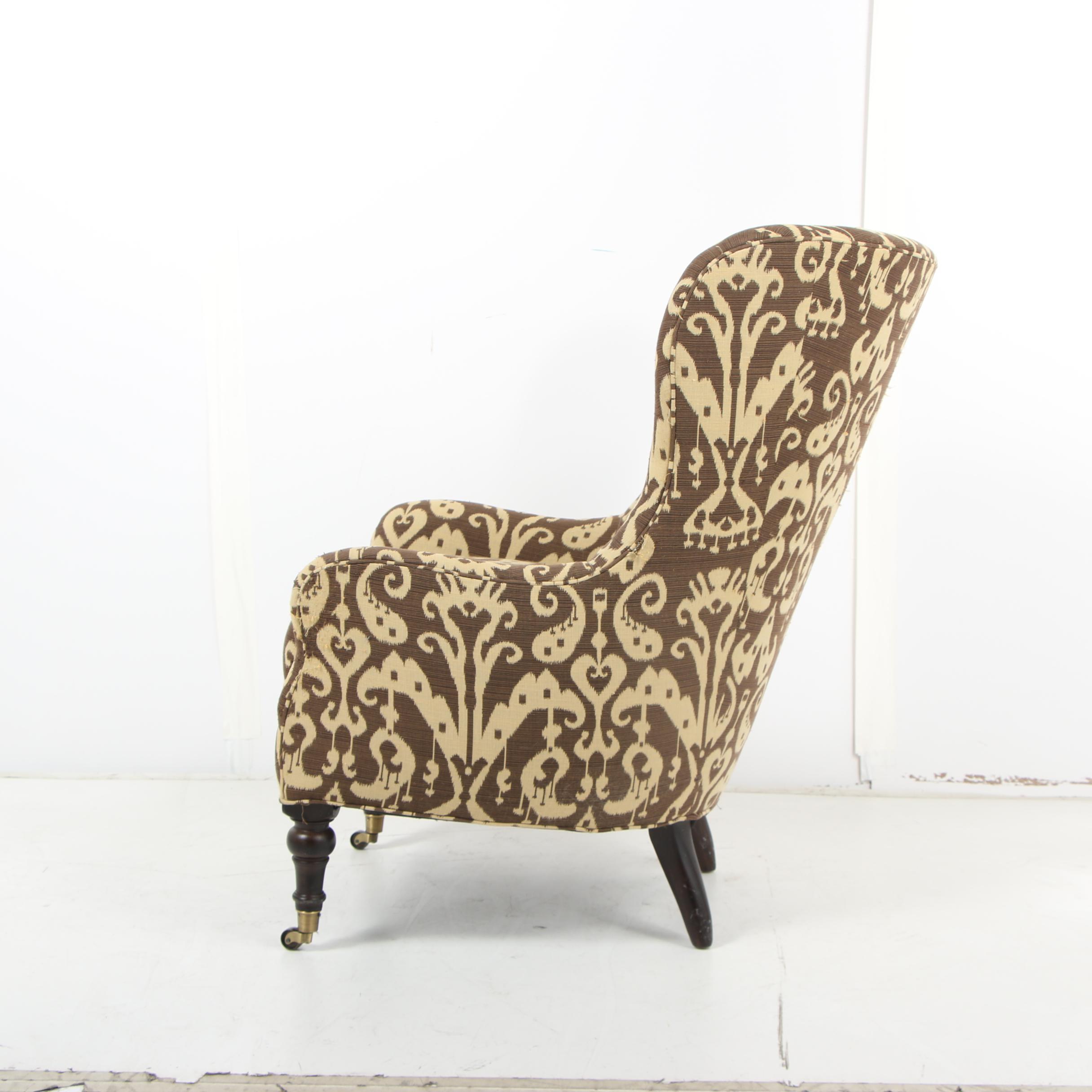 Contemporary Lee Industries Armchair with Ikat Upholstery