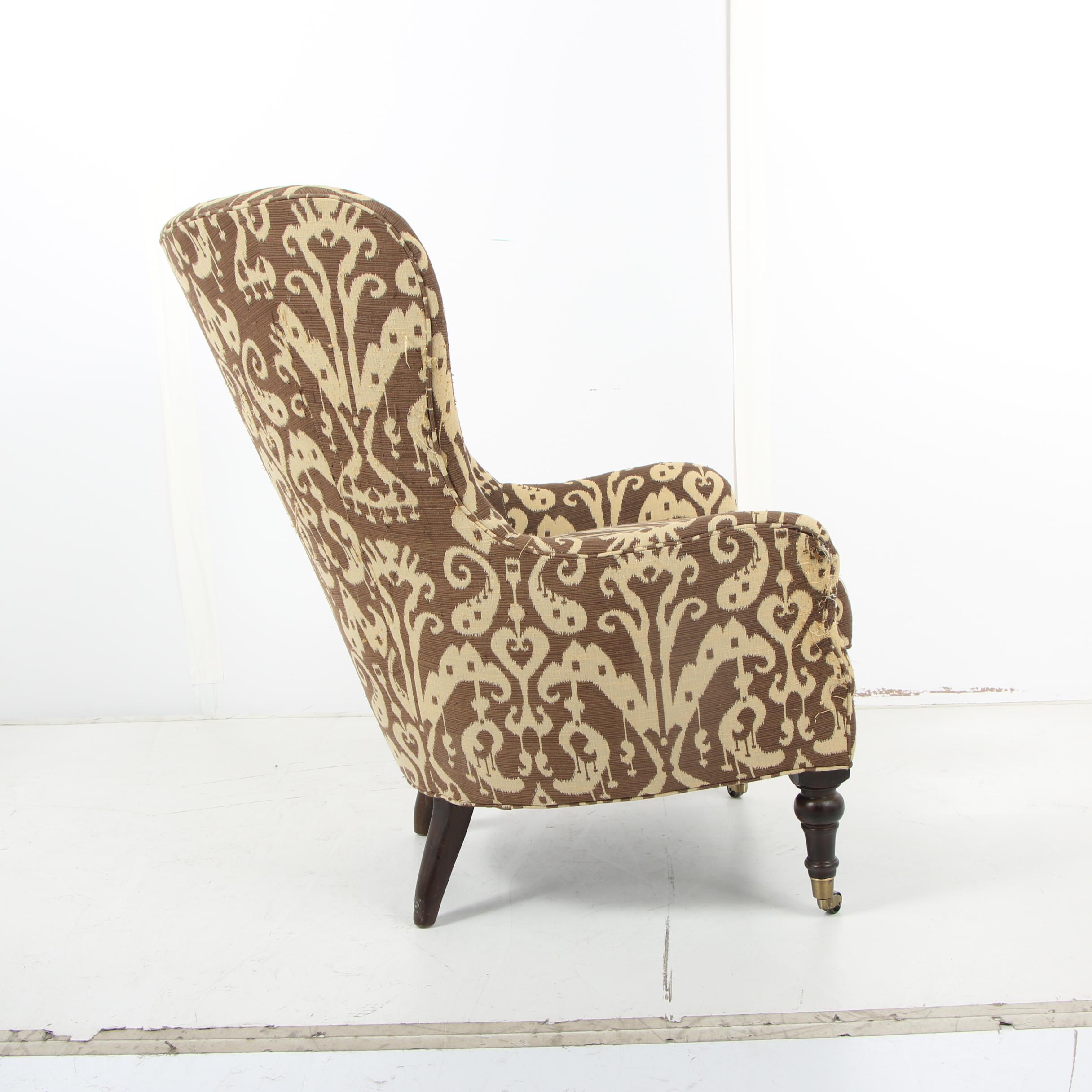 Contemporary Lee Industries Armchair with Ikat Upholstery