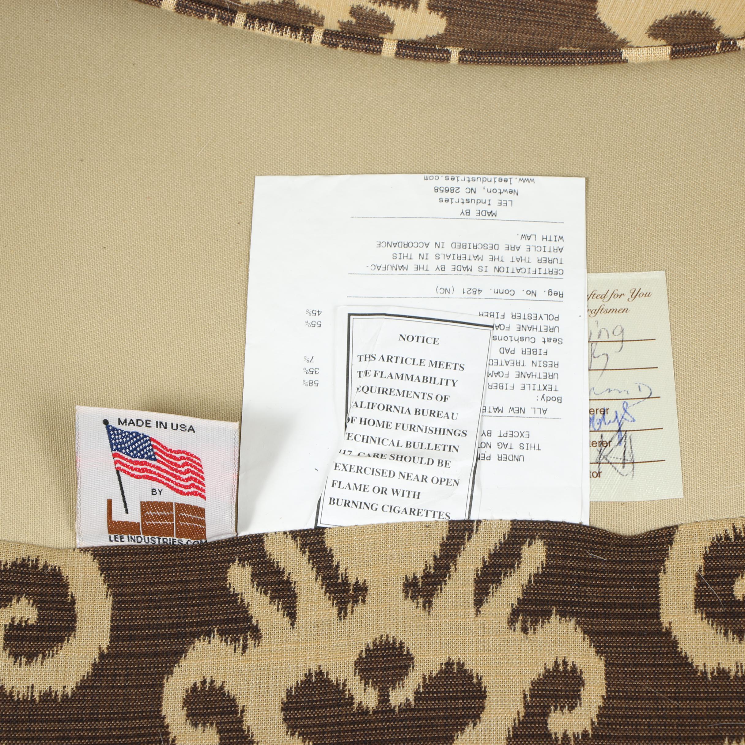 Contemporary Lee Industries Armchair with Ikat Upholstery