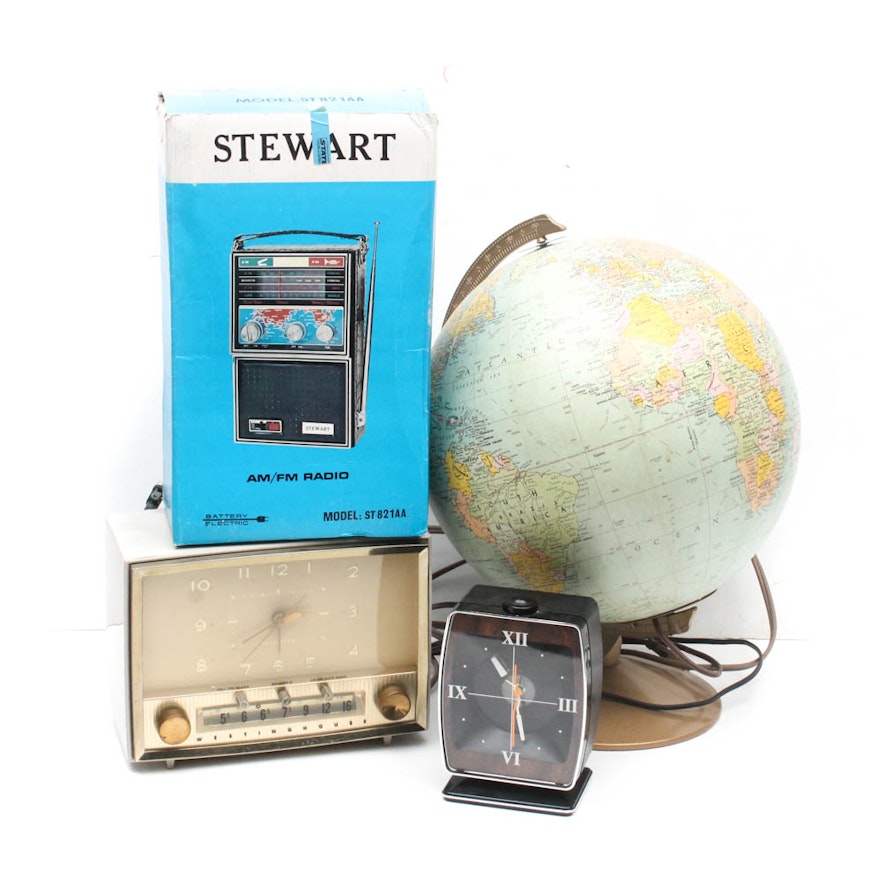 Desk Accessories with Globe, Radios and Clock