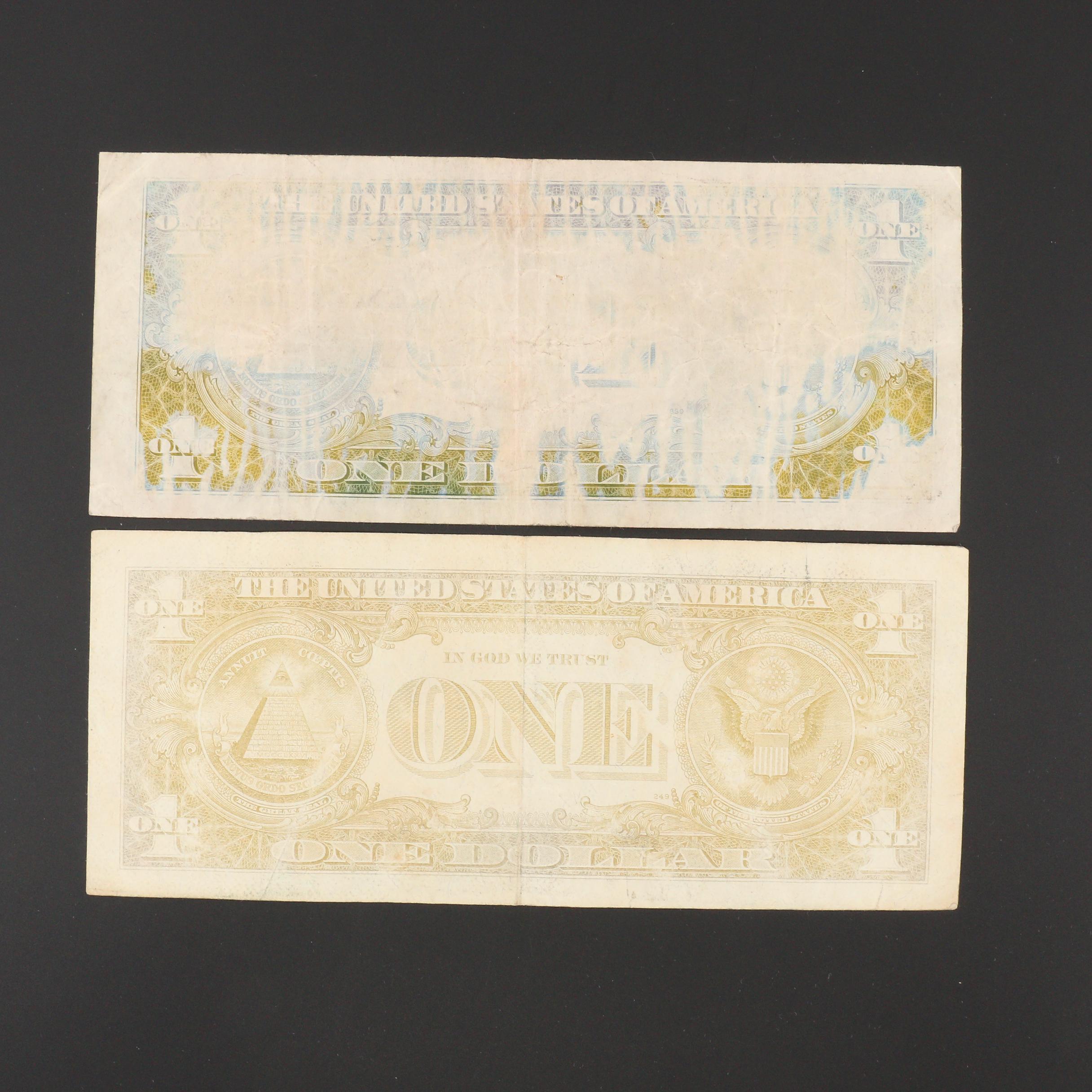 Group of Seven Error $1 Federal Reserve Notes and Silver Certificates