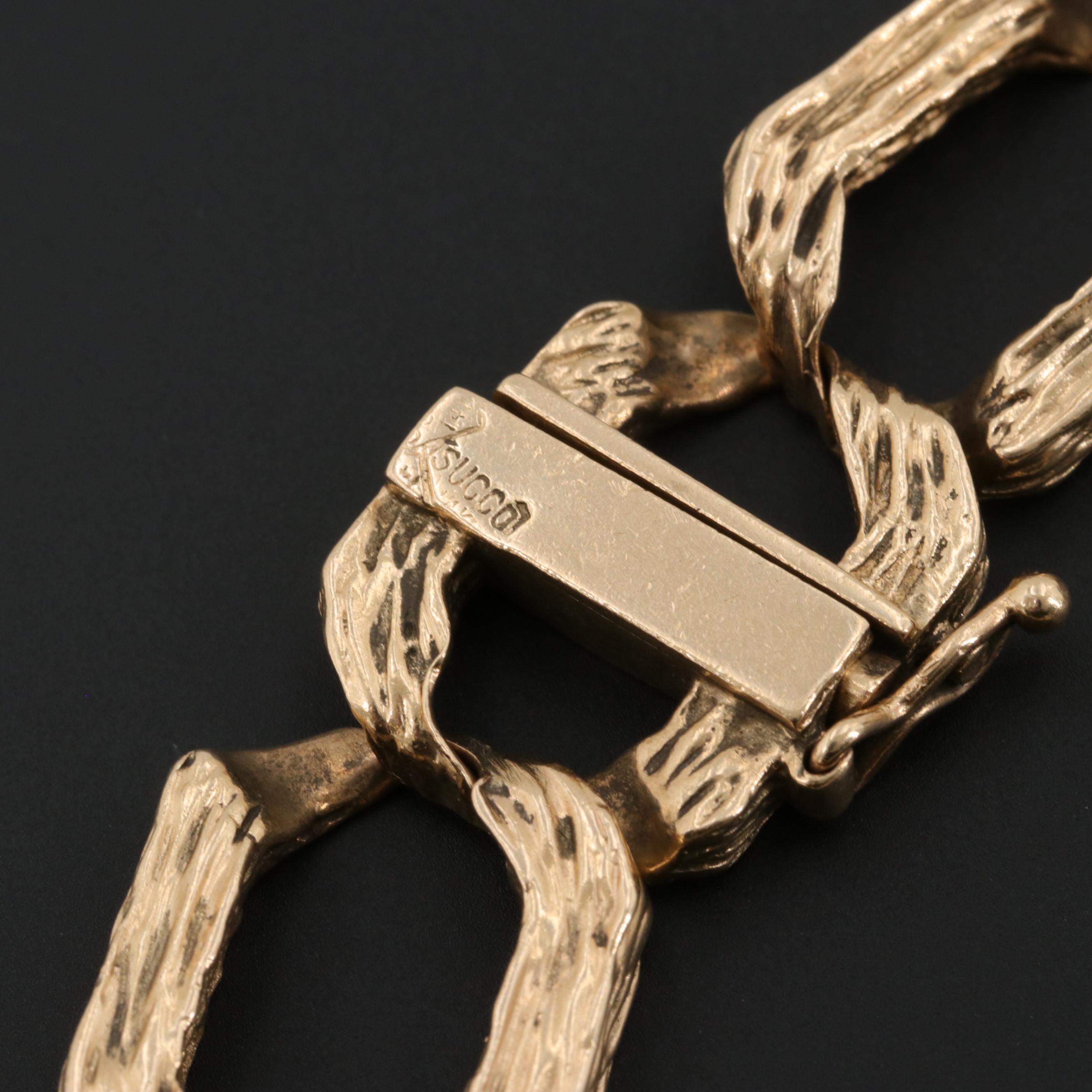 14K Yellow Gold Textured Curb Bracelet