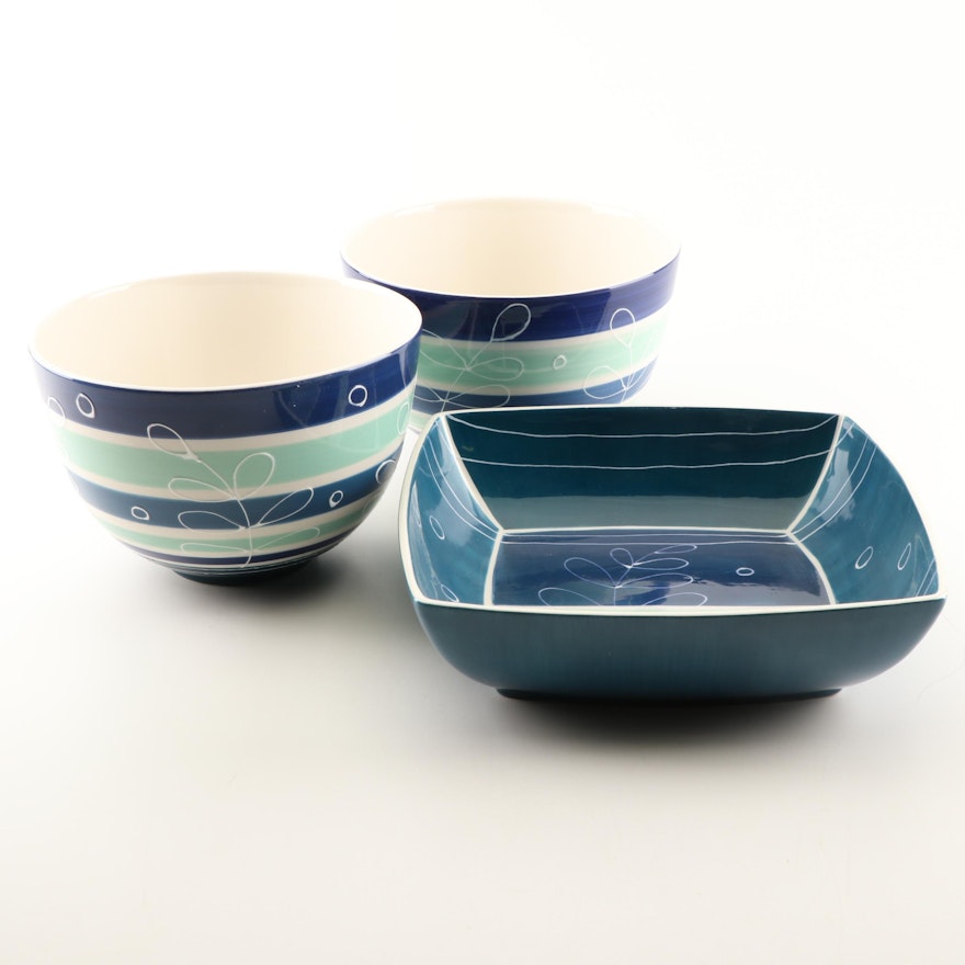 Contemporary Hand-Painted Portuguese Serveware