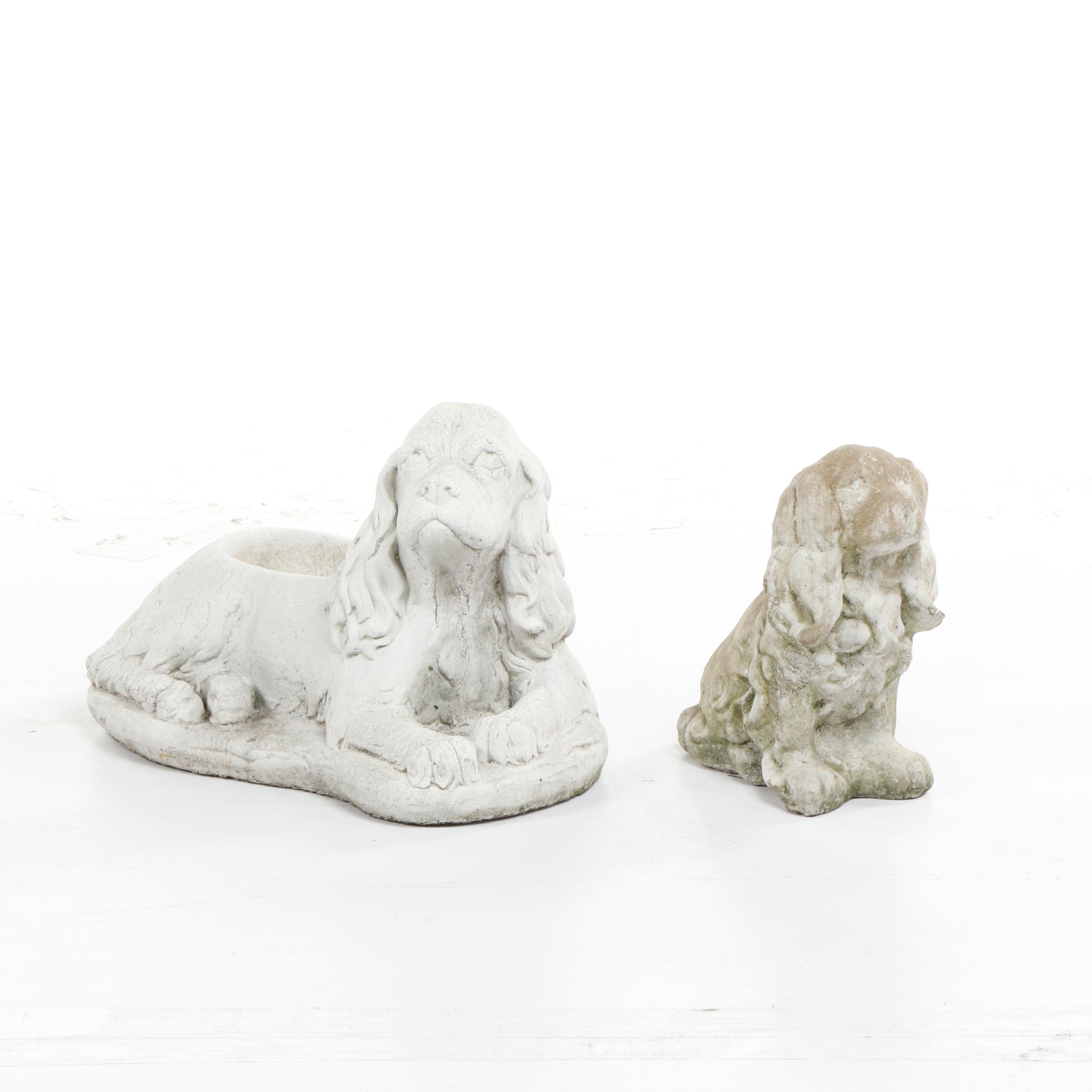 Cement Cocker Spaniel Garden Statue and Planter