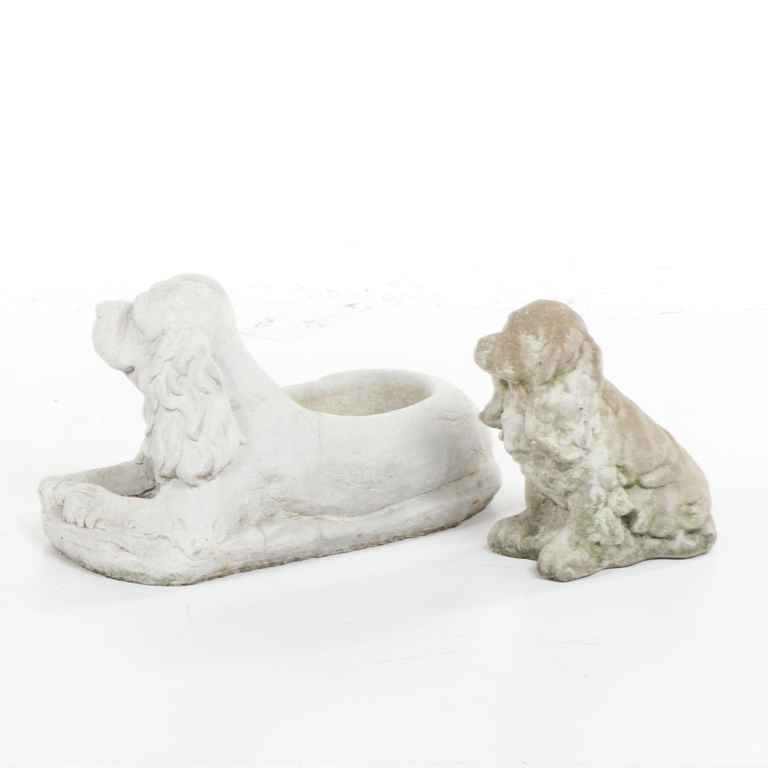 Cement Cocker Spaniel Garden Statue and Planter