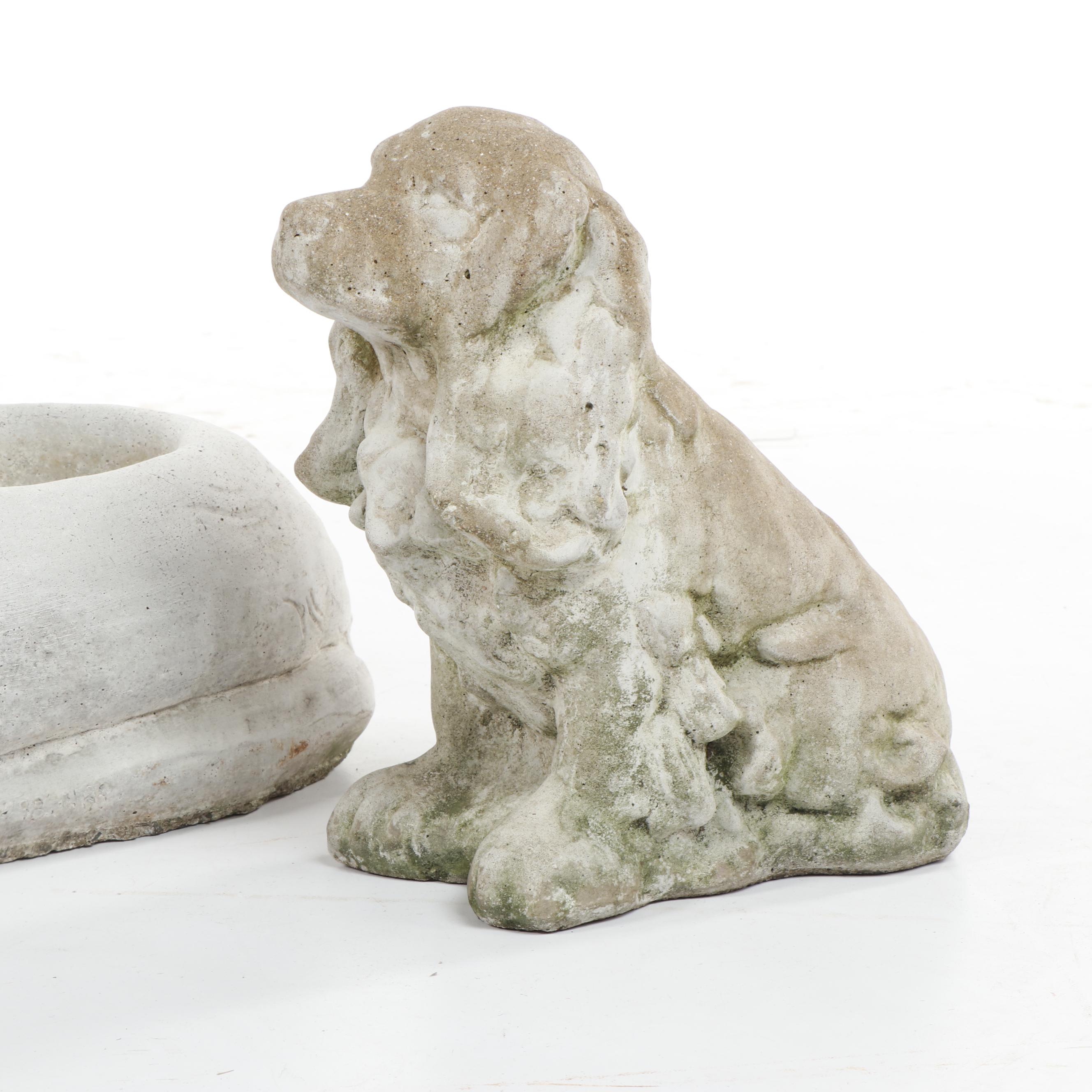 Cement Cocker Spaniel Garden Statue and Planter