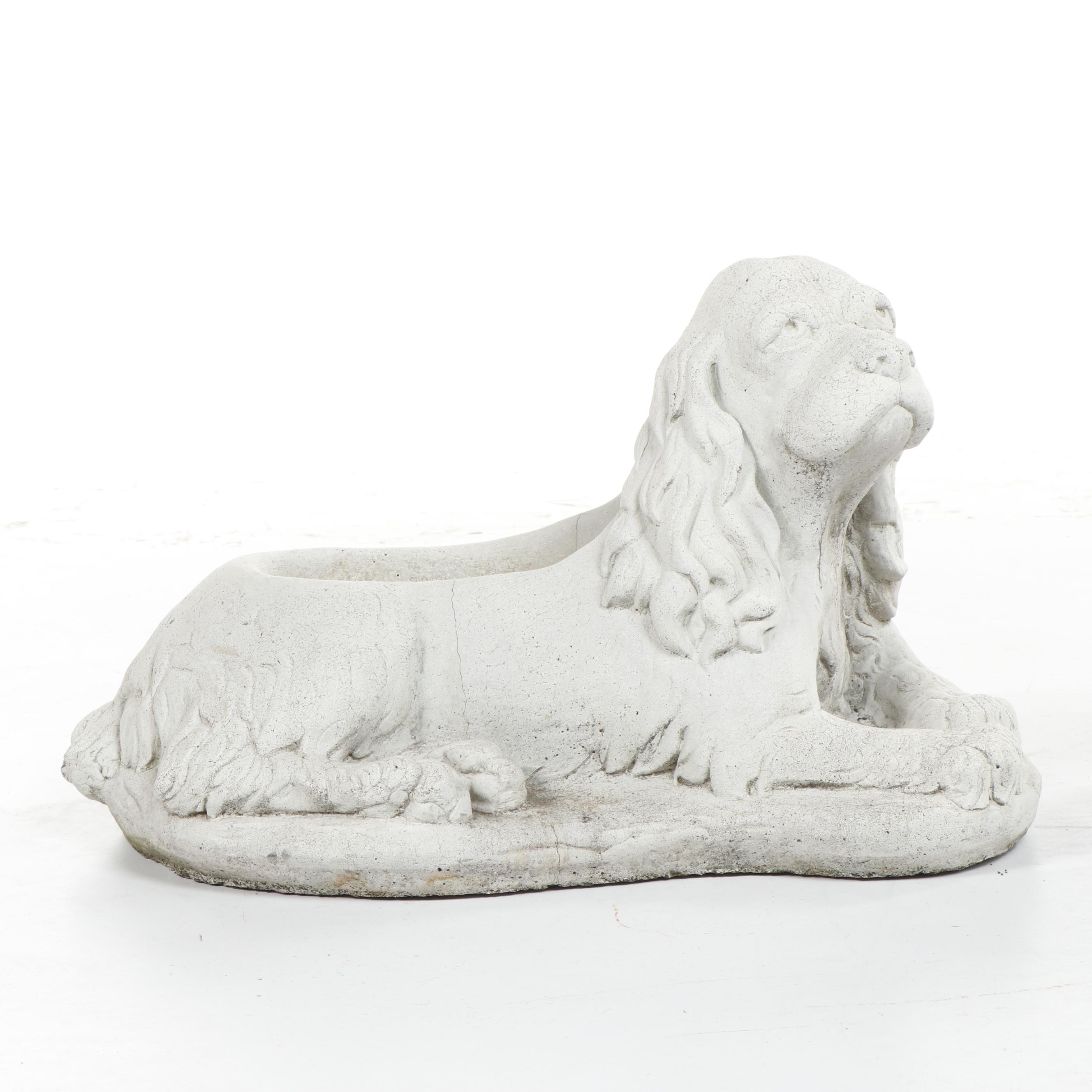 Cement Cocker Spaniel Garden Statue and Planter