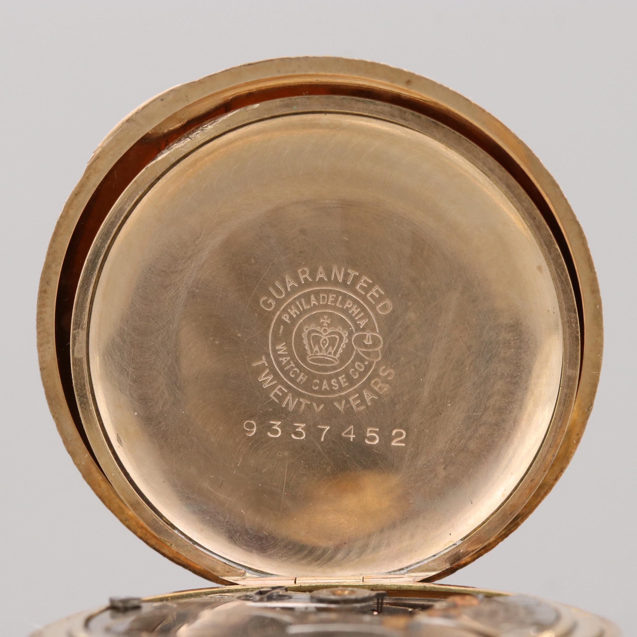 Antique Waltham Gold Filled Hunter Case Pocket Watch With Chain, 1908