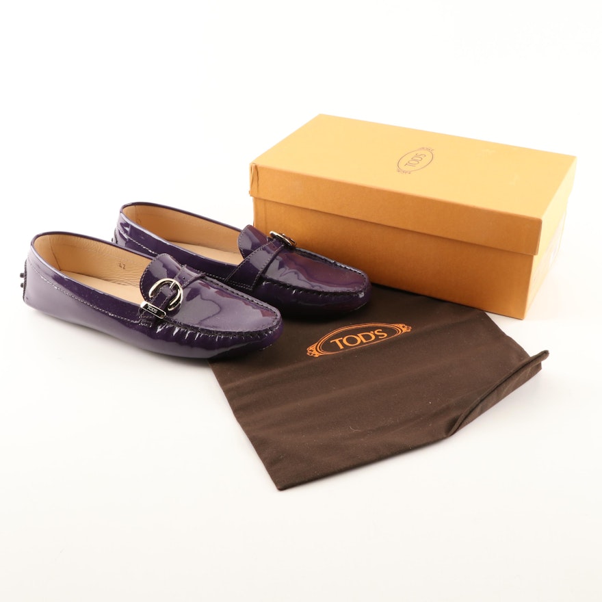 Tod's Purple Patent Leather Driving Loafers