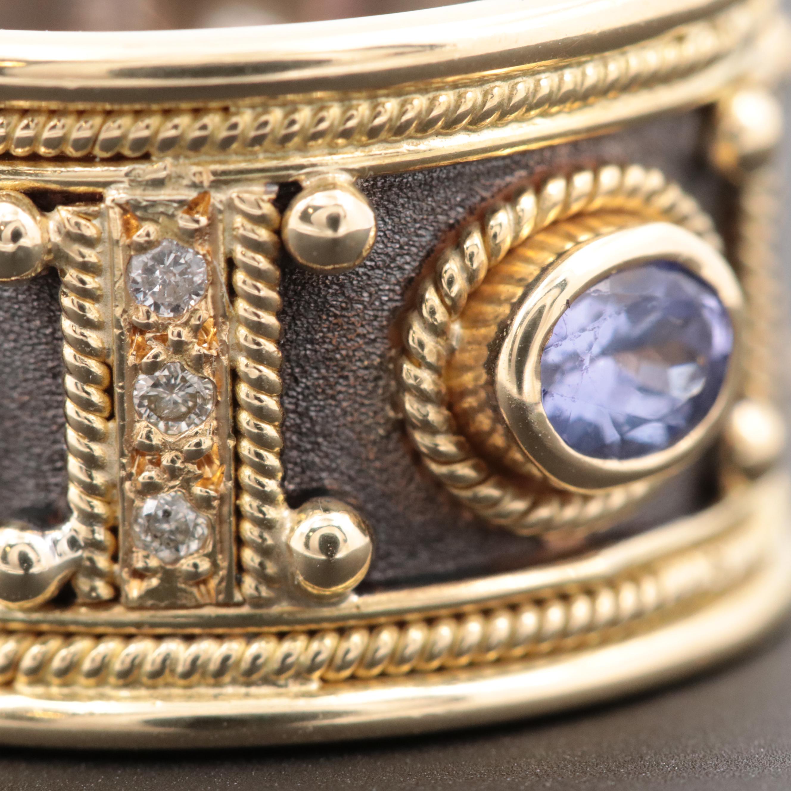 Tassos Samourakis "Dovris" Collection 18K Yellow Gold Diamond and Gemstone Ring