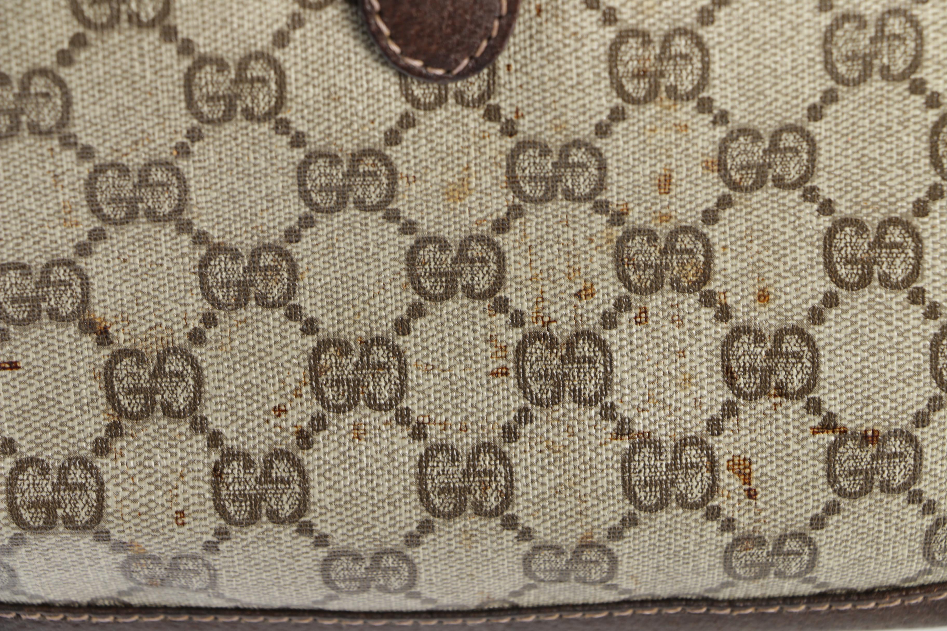 Gucci Supreme Canvas and Brown Leather Jackie Hobo Bag with Piston Lock