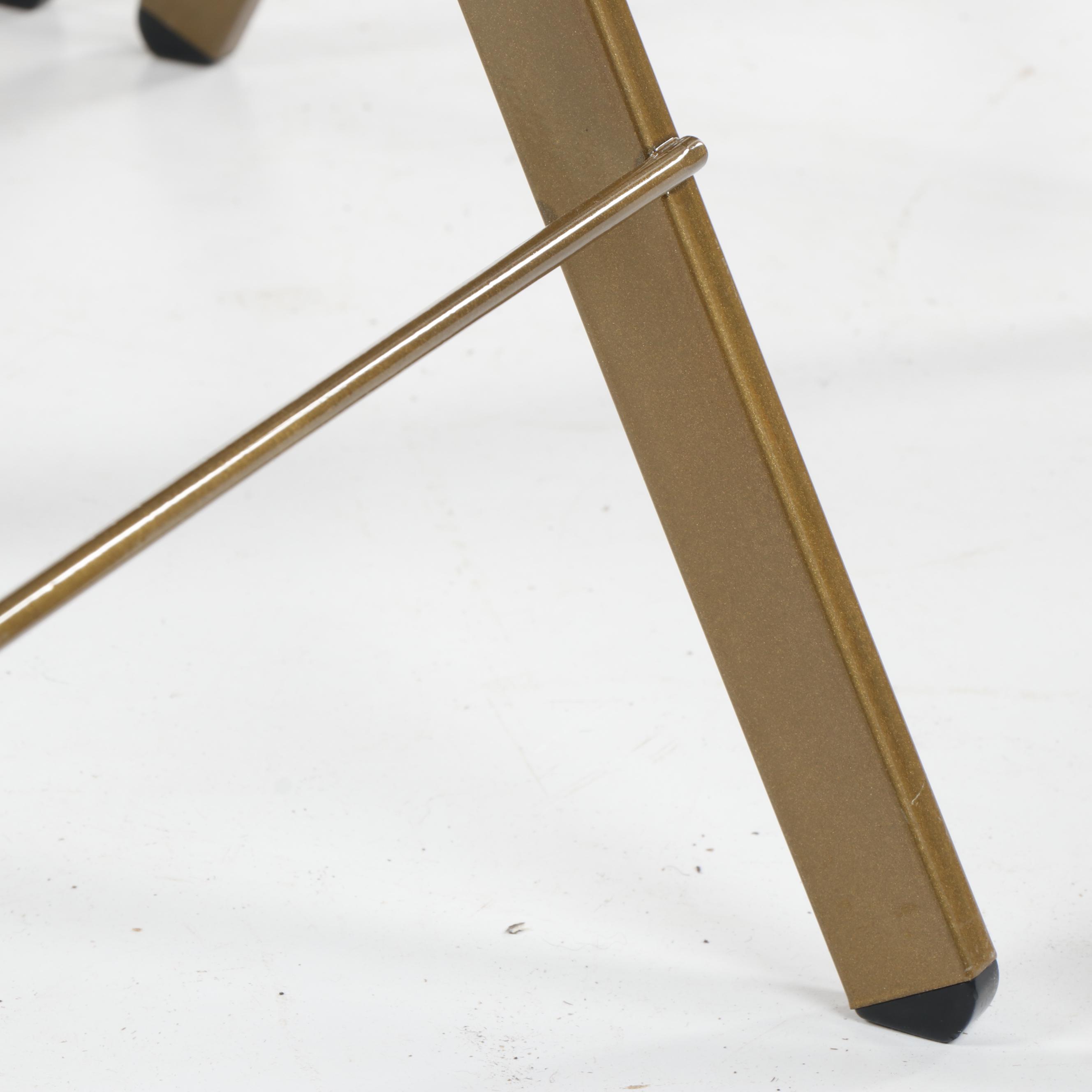 Contemporary Clear Acrylic Top Folding Tables with Brass Tone Metal Bases