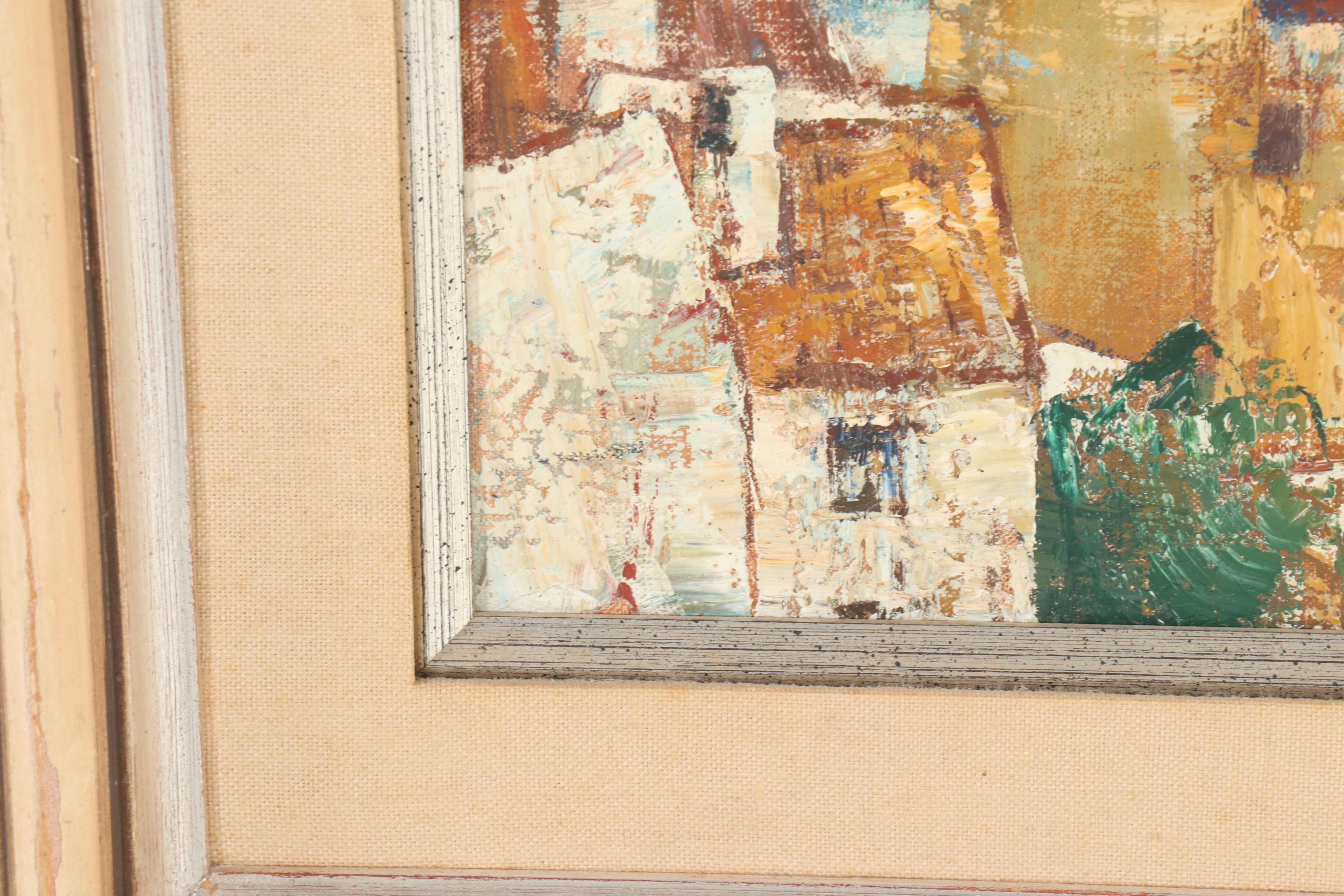 M. Aragones "Spanish Town" Oil Painting