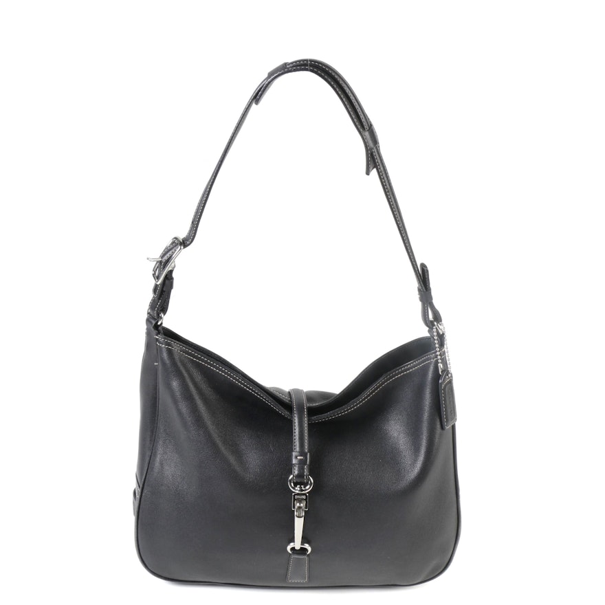 Coach Black Leather Hampton Click Lock Shoulder Bag