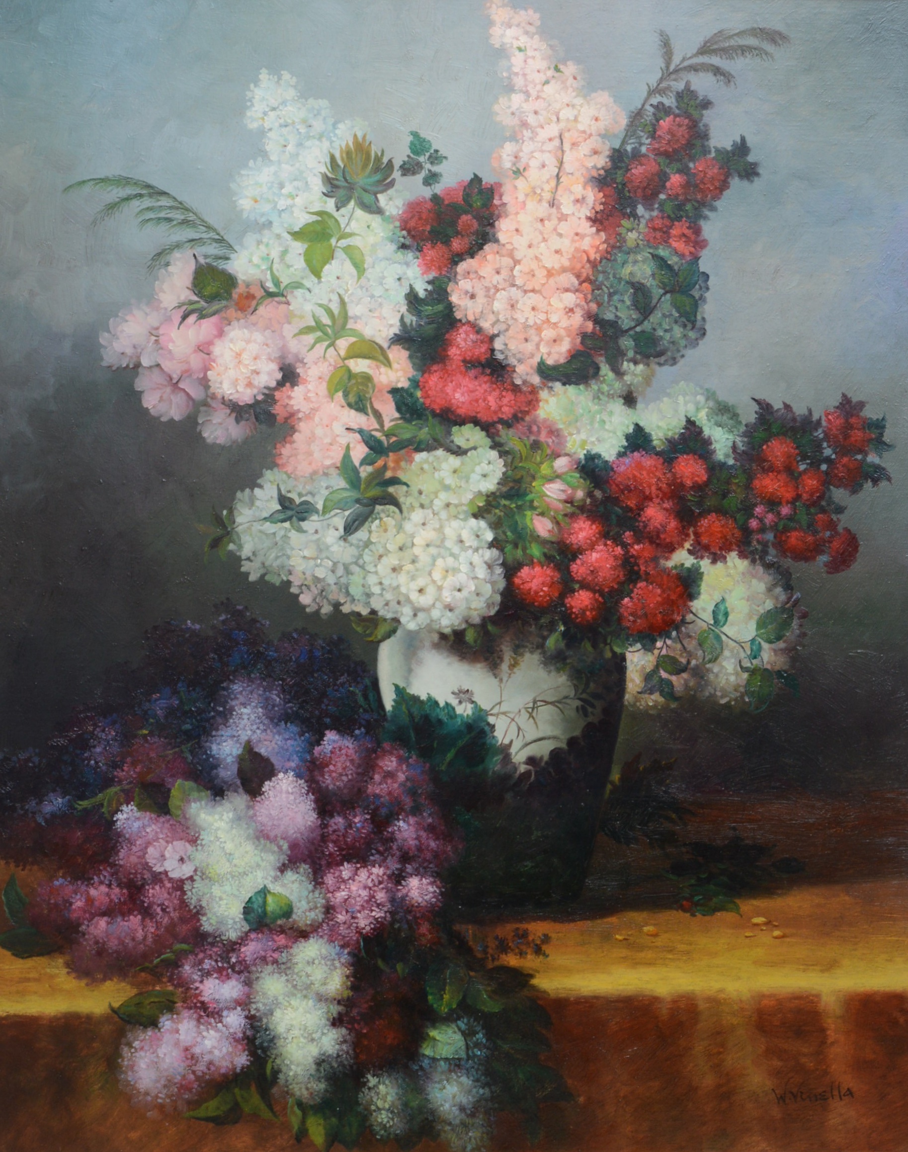 W. Vinella Floral Still Life Oil Painting