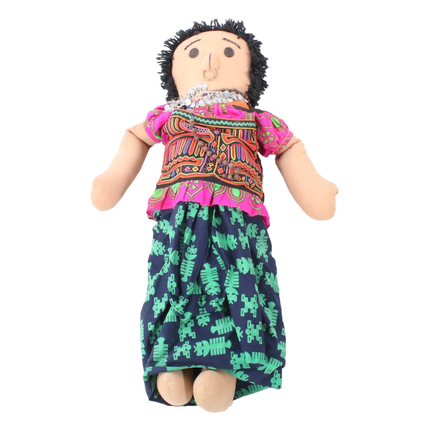 Central American 36" Plush Doll with Mola Garment