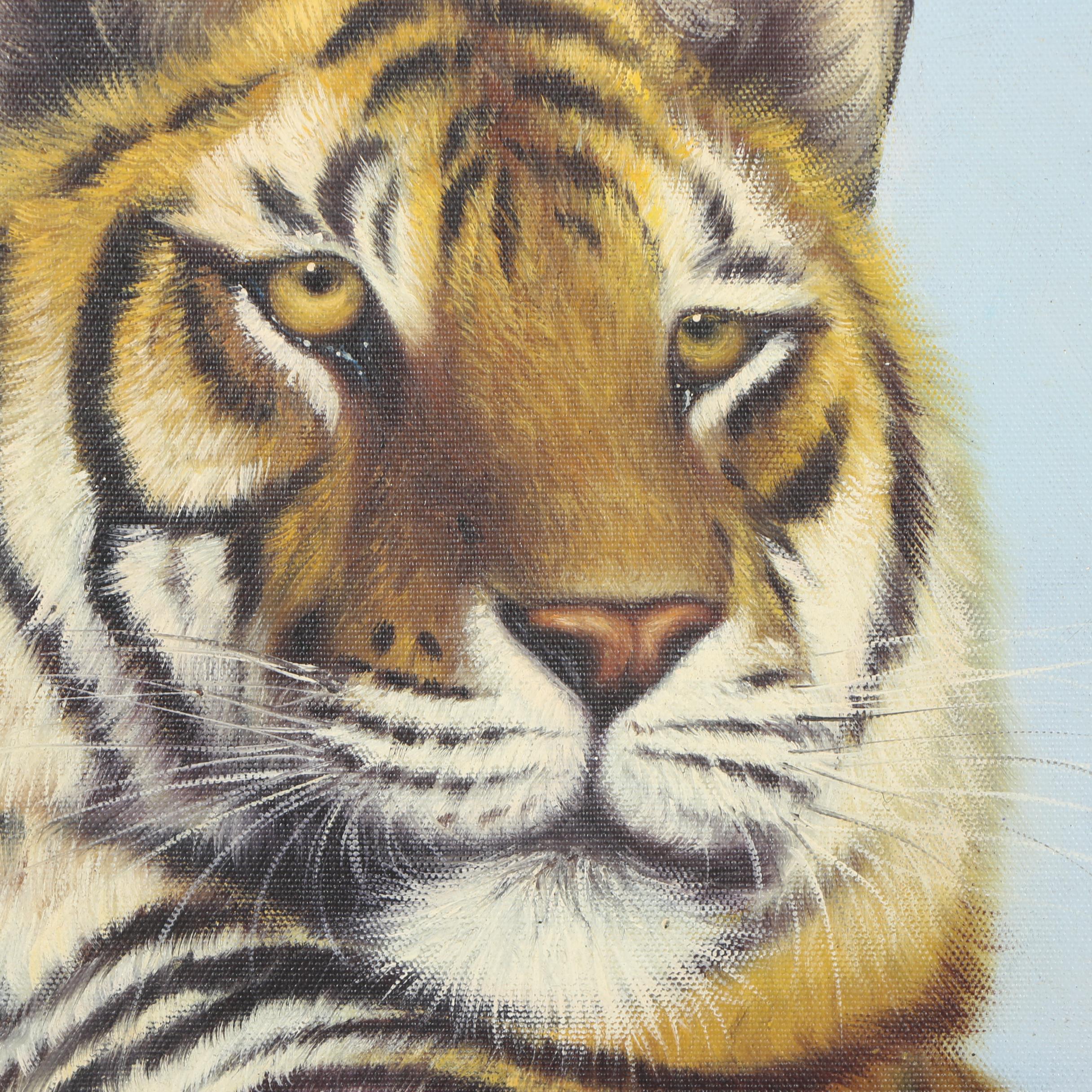 Frank Oil Painting of a Tiger