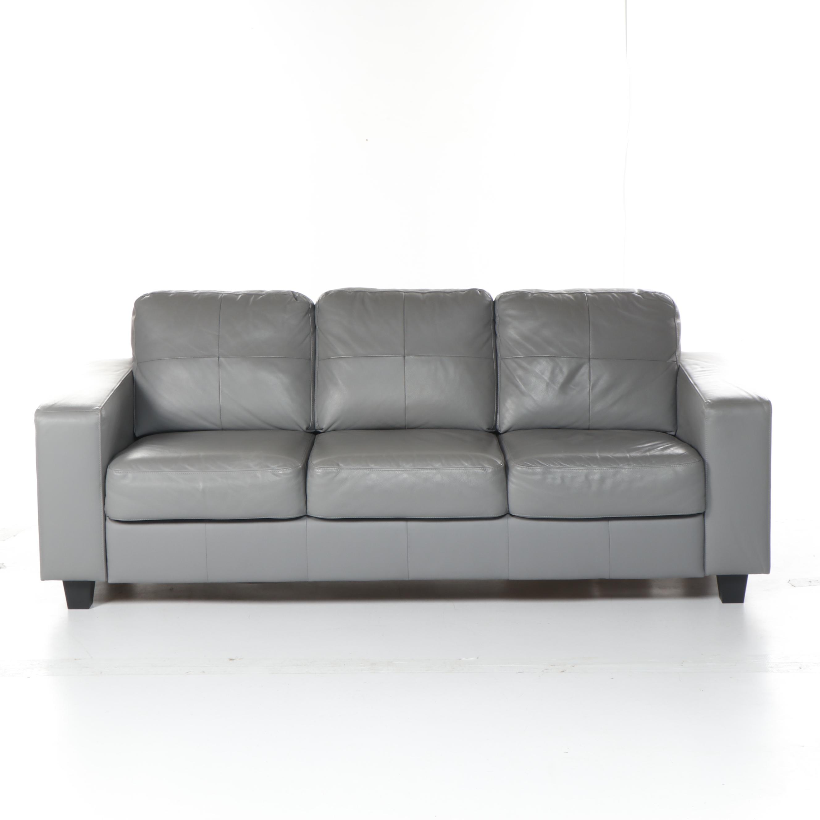 IKEA "SKOGABY" Modern Gray Leather Sofa