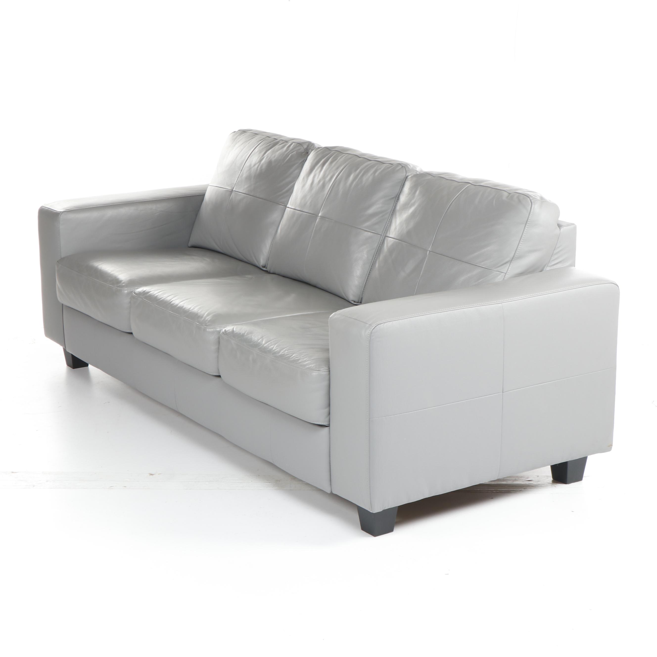 IKEA "SKOGABY" Modern Gray Leather Sofa
