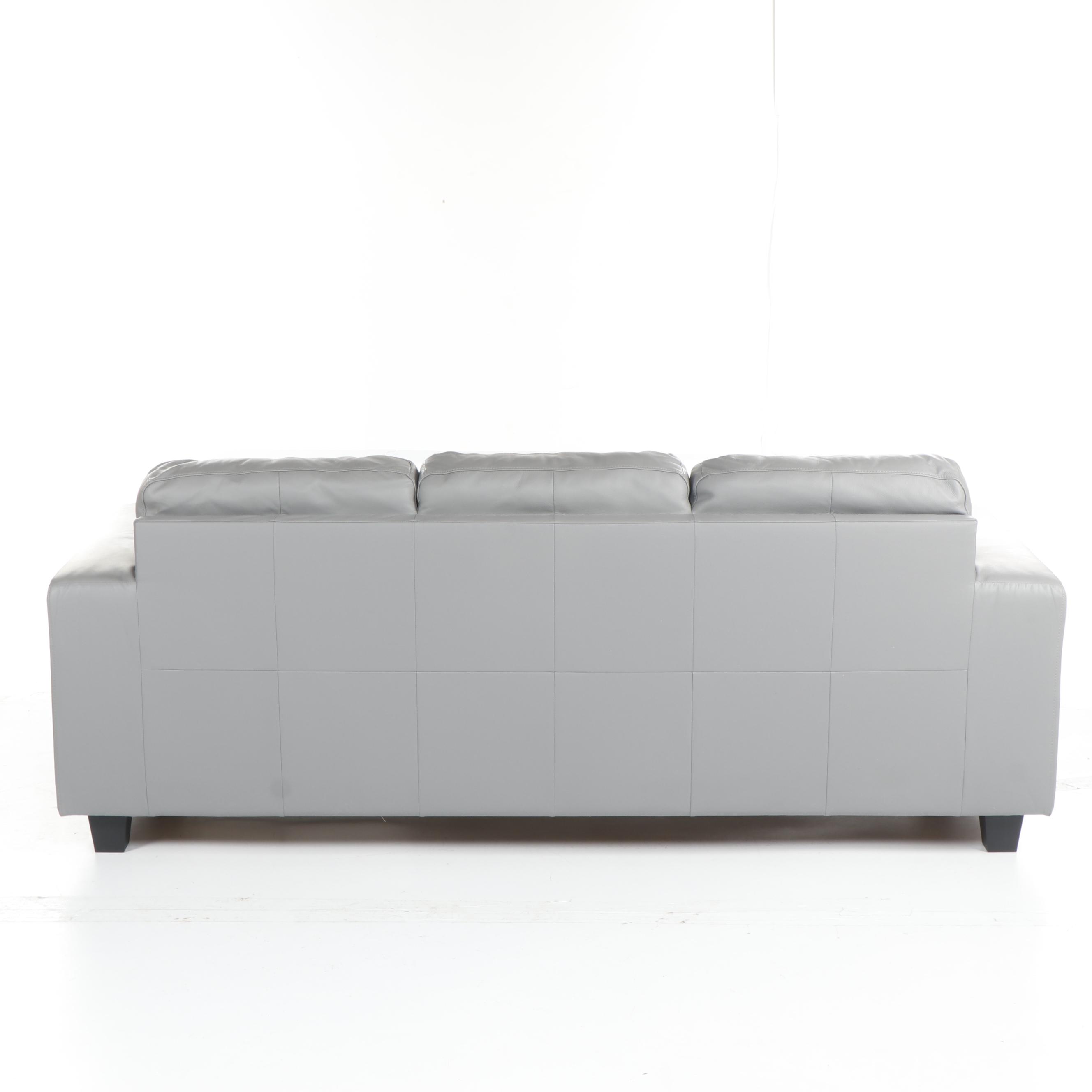 IKEA "SKOGABY" Modern Gray Leather Sofa