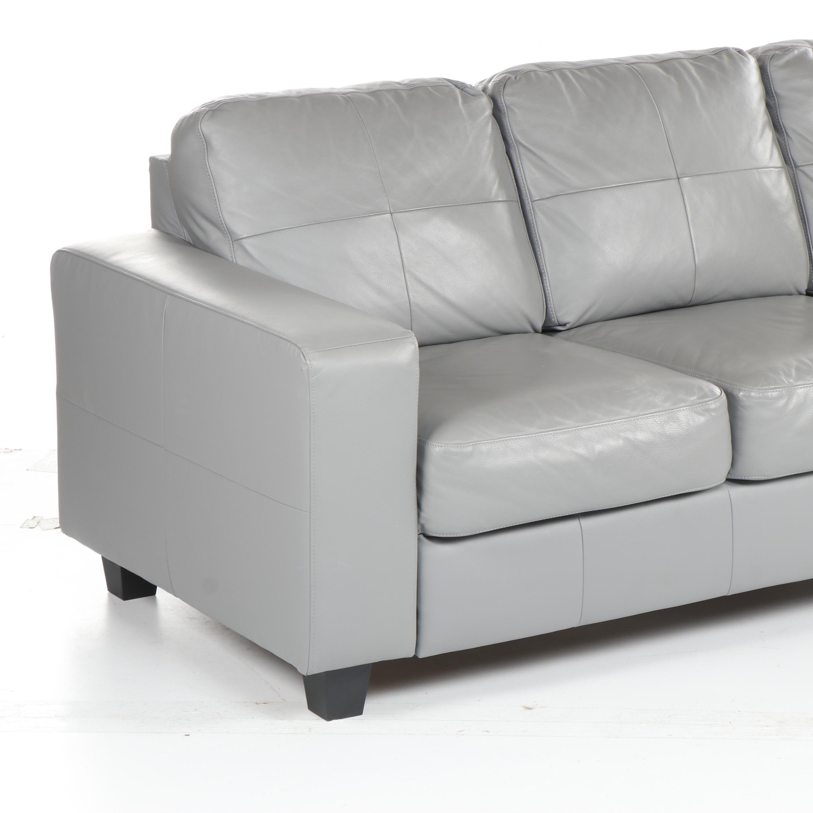 IKEA "SKOGABY" Modern Gray Leather Sofa