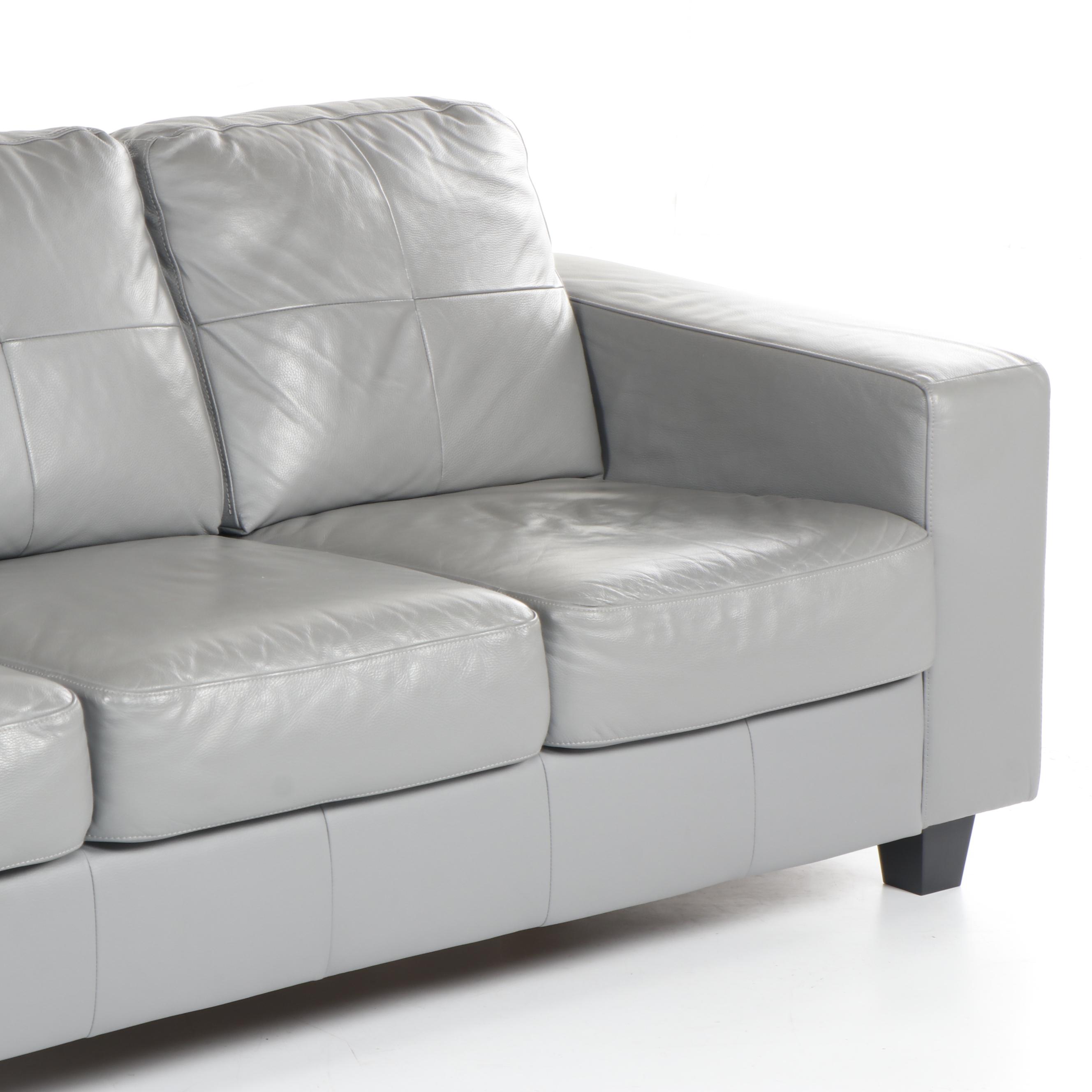 IKEA "SKOGABY" Modern Gray Leather Sofa